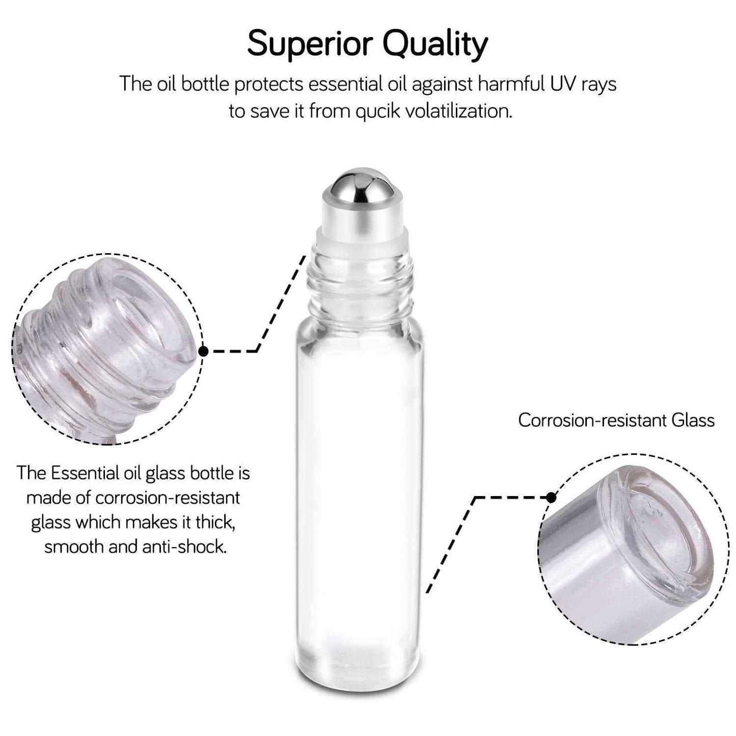 PrettyCare Essential Oil Roller Bottles 10ml (24 Pack Clear Glass Bottle with Bamboo Lid, 4 Extra Roller Balls，48 Labels, 2 Openers, 2 Funnels, 4 Droppers, Roller Balls For Essential Oils