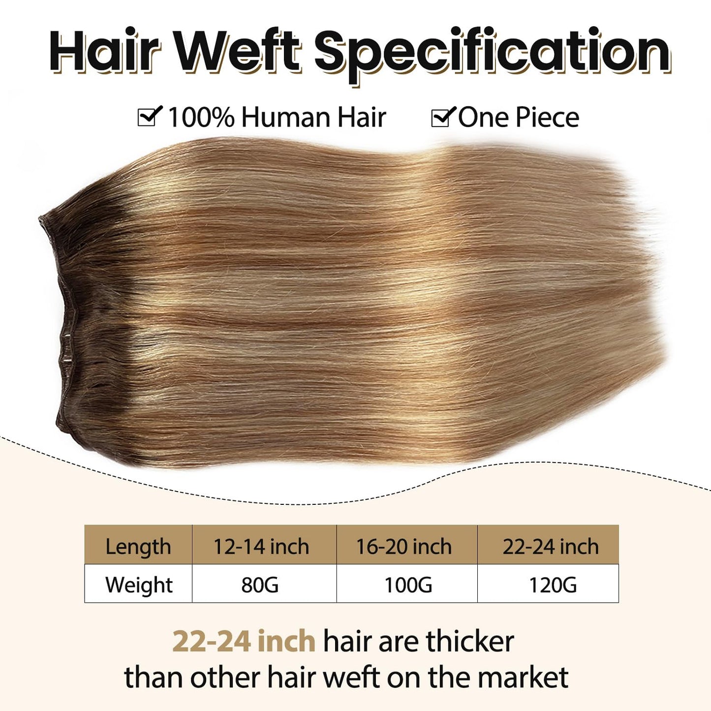 Human Hair Weft Extensions, Balayage Sew in Weft Hair Extensions Human Hair, Blonde Highlighted Bundles Human Hair, Seamless Sew in Hair Extensions Real Human Hair Extensions Weft 14” 100G Straight