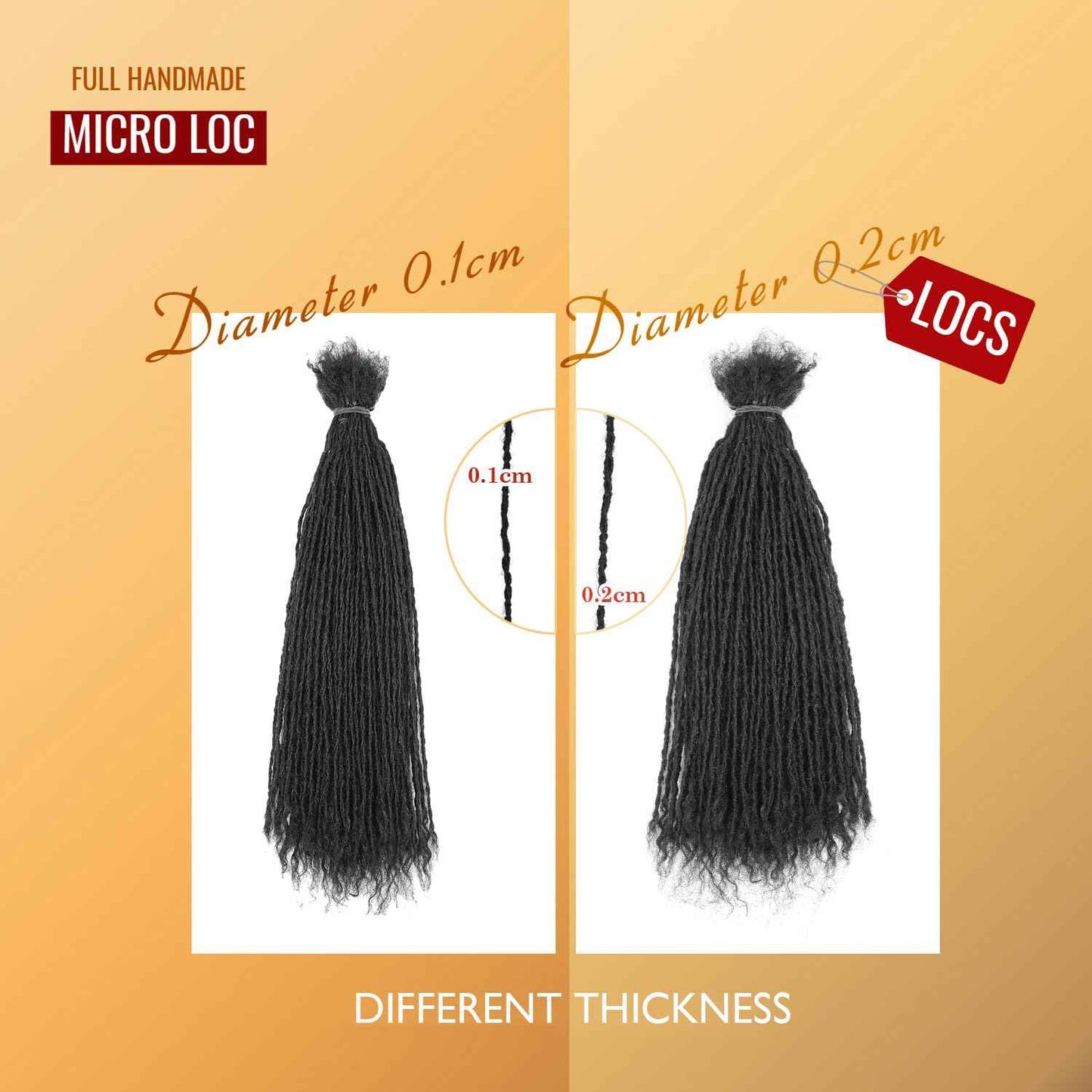 8-12 Inch Sister locs Human Hair Handmade Interlock Locs Curly Tips Sister Locs Real Human Hair Microlocs Extensions Permanent Dreadlock Extensions Natural Soft Looking(0.2cm,8 Inch-20 Strands)