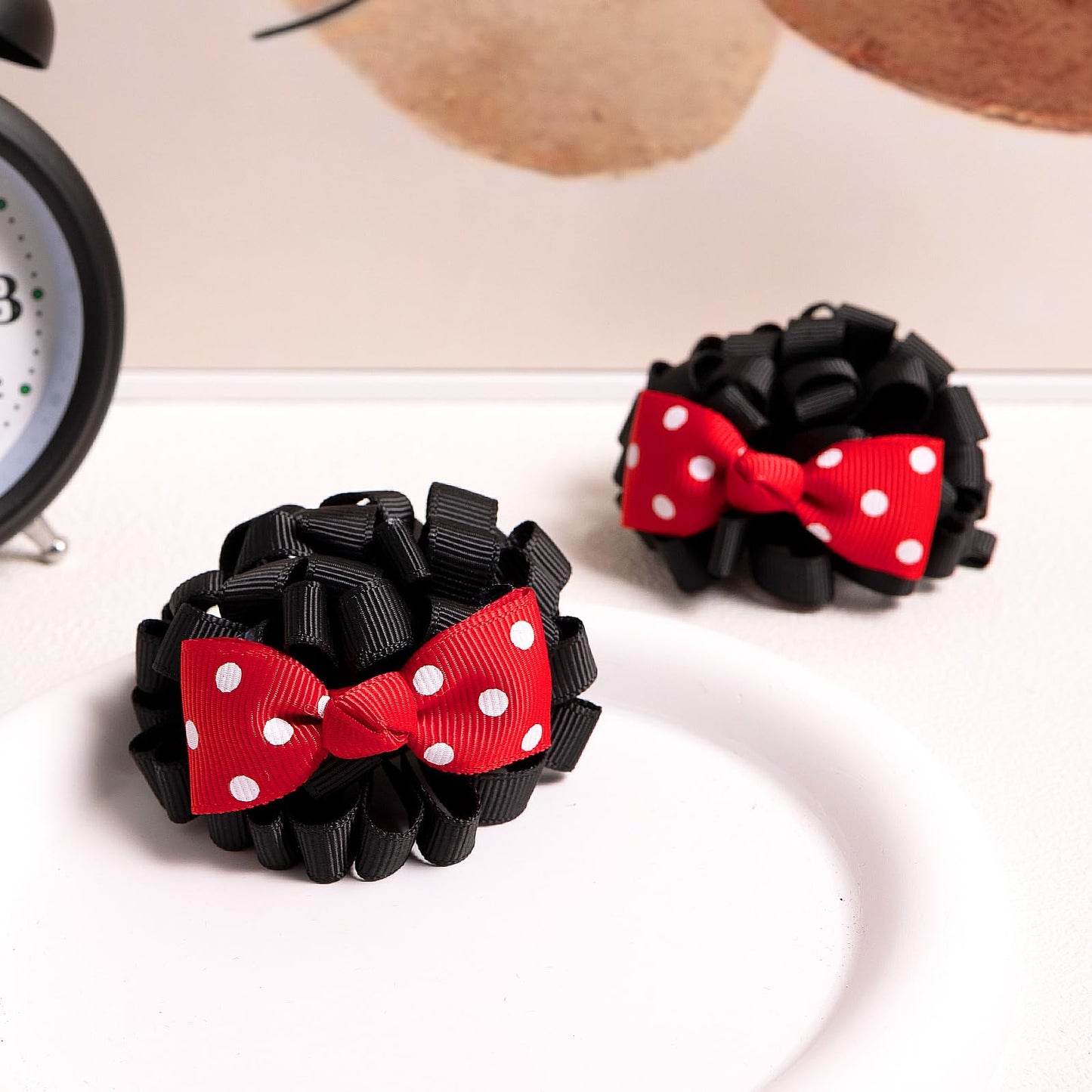 Mouse Ears Hair Bows Red Polka Dot Bow Clip Pigtail Alligator Barrettes for Toddler Baby Girls Kids Cute Birthday Party Cartoon Costume Decor Accessories Christmas Gift