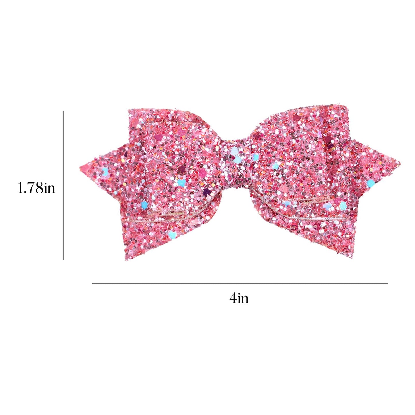 Glitter Pink Hair Bows 4inch Shiny Sequins Bowknot Alligator Clips Barrettes Pins for Toddler Teens Baby Girls Kids Birthday Wedding Party Dress Decor Accessory Valentines Gift