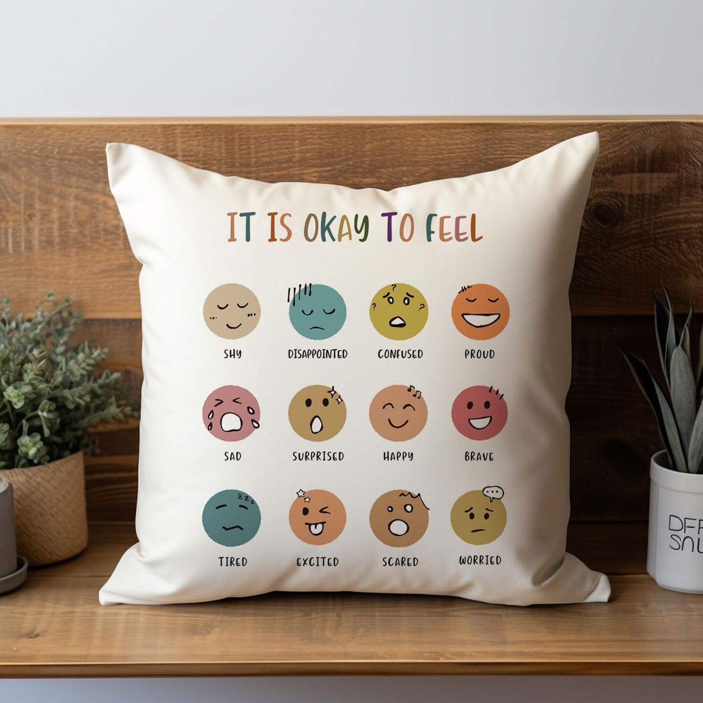 It’s Okay to Feel Pillow Covers, Feelings Are Okay Pillow, Therapy Office Decor, Calm Down Corner, Inclusive Classroom Pillow Cover, Teacher Gifts, Kids Room Throw Pillow Case