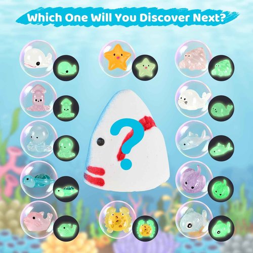 Bath Bombs for Kids, Organic Natural Shark Bath Bomb with Toys Inside, Boys Girls Bath Bomb with Surprise Inside, Bubble Bath Fizz for Kids, 6 Pack