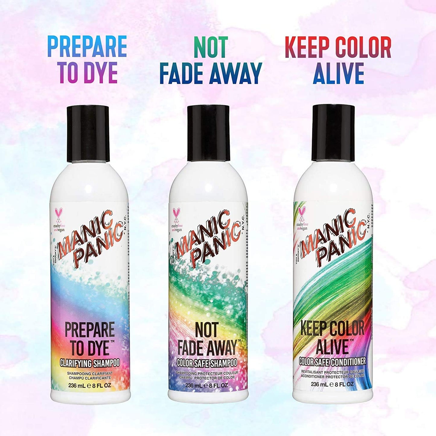 MANIC PANIC Shampoo & Conditioner For Color Treated Hair Set - Extend Color - Sulfate & Paraben Free - Vegan & Cruelty Free Moisturize & Volumize - Repair Damaged Hair & Prevent Tangling (8oz Bottles)