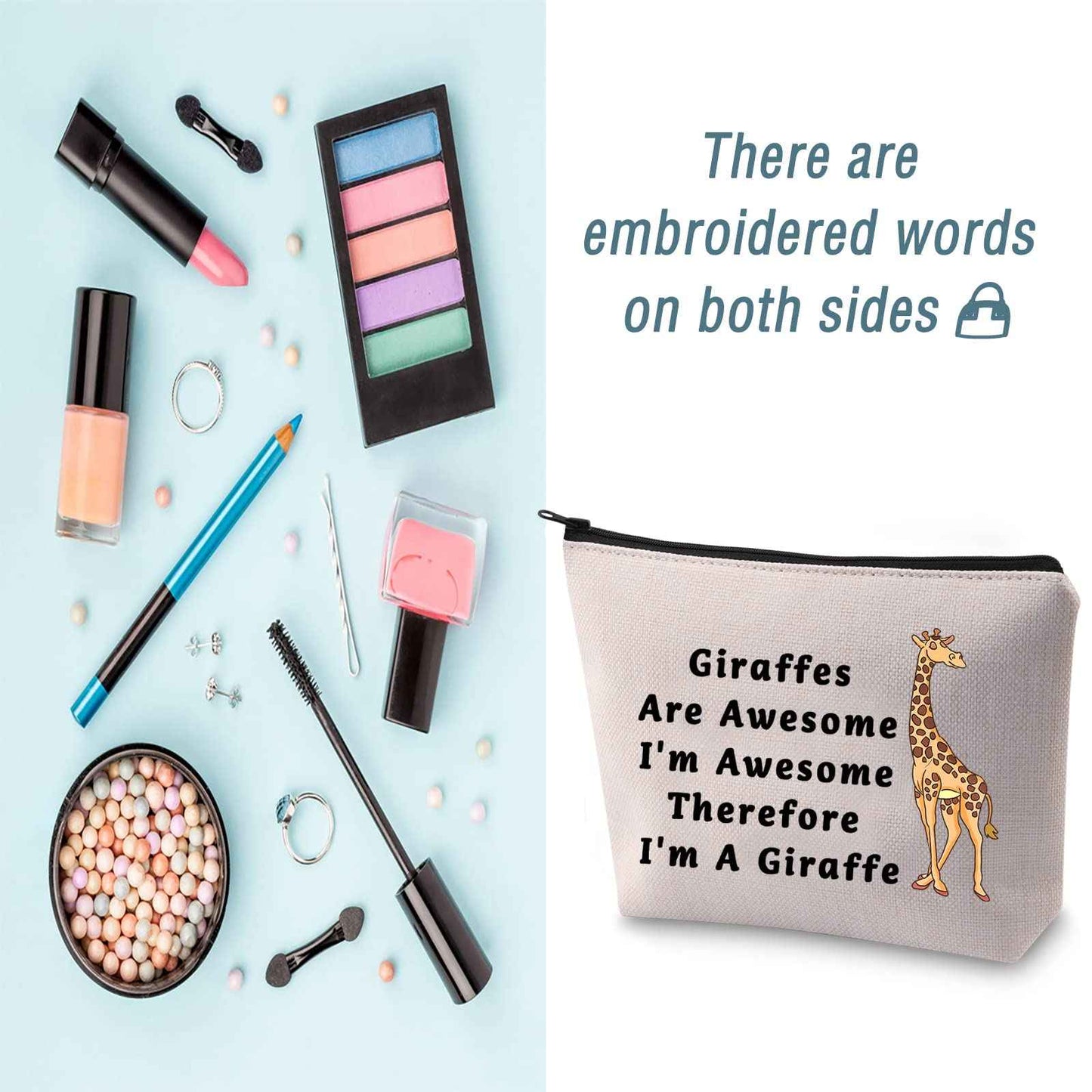 LEVLO Funny Giraffes Lover Gifts Giraffes Are Awesome I'm Awesome Therefore I'm A Giraffe Makeup Bags Giraffes Women Bags (Therefore I'm A Giraffe)