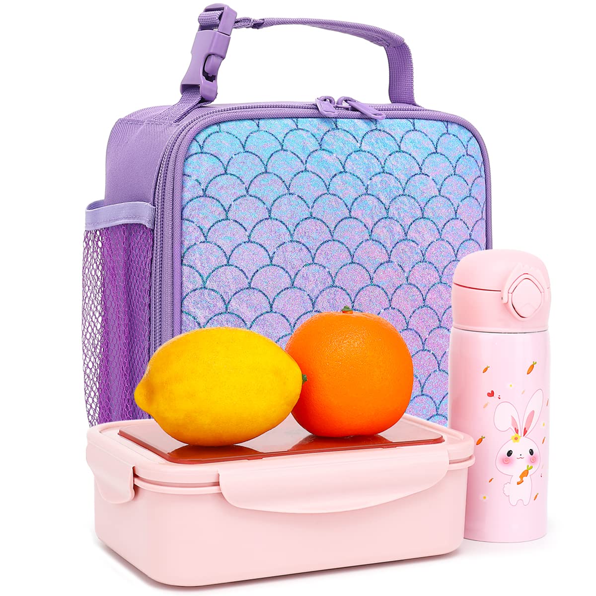 FlowFly Kids Lunch box Insulated Soft Bag Mini Cooler Back to School Thermal Meal Tote Kit for Girls, Boys, Scale