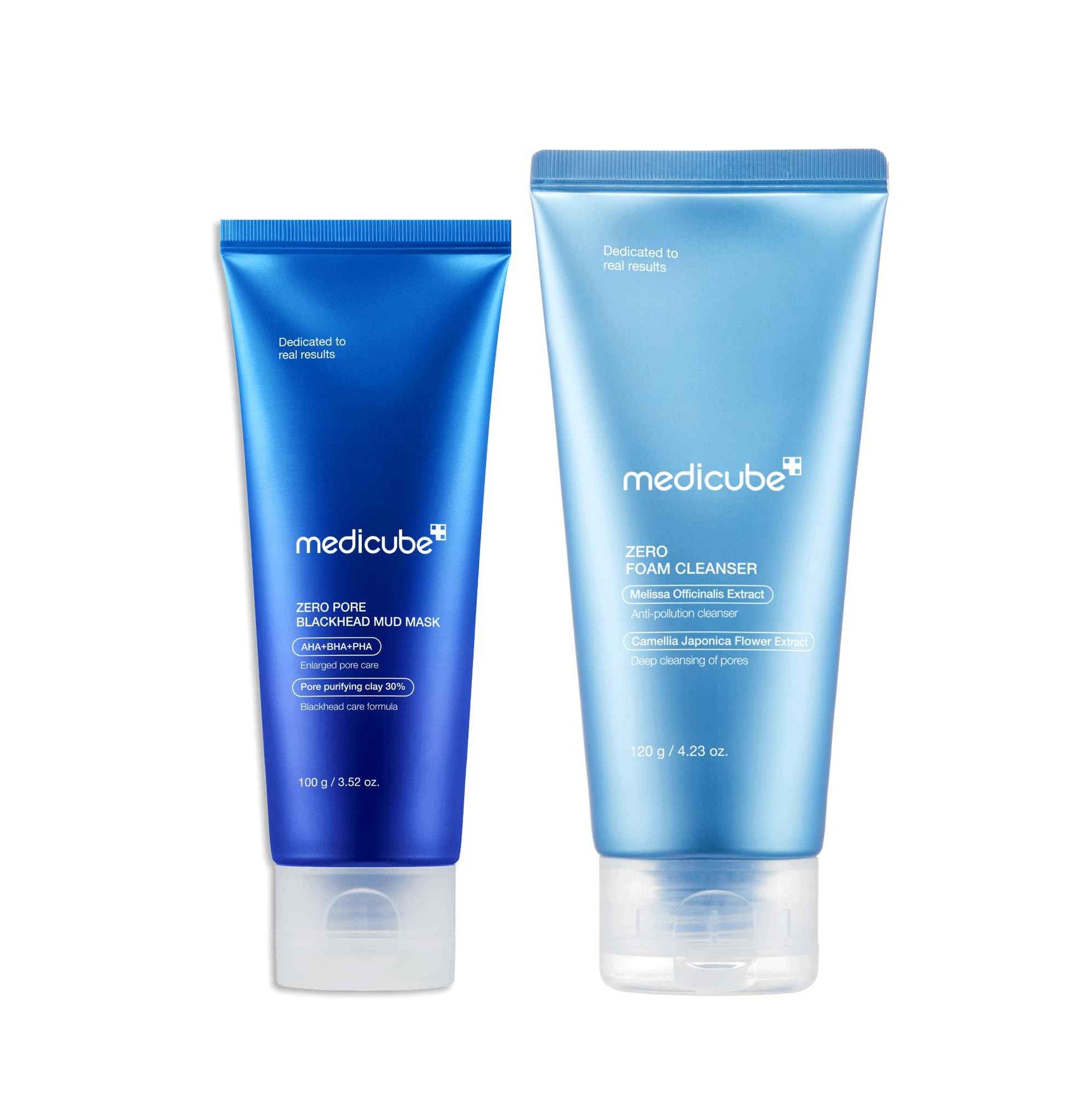 medicube Home Care Duo for Flawless Skin: Zero Pore Blackhead Mud Facial Mask and Zero Foam Cleanser for Sensitive Skin
