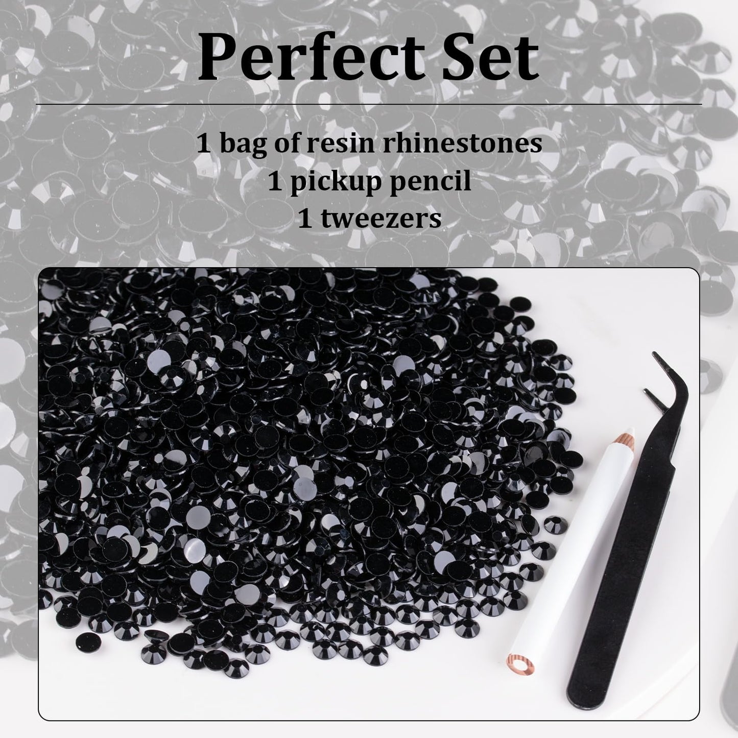 6000pcs 4mm Resin Rhinestones Bulk, Black Flatback Round Jelly Rhinestones Bedazzling Non Hotfix Crystal Gems Large Quantity Wholesale for DIY Crafts Clothes Bottles Tumblers Face Makeup Manicure