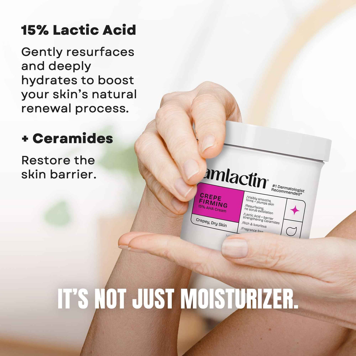 AmLactin Crepe Firming Cream - Therapeutic Skin Tightening Cream for Body – No-Scrub Exfoliator and Moisturizer with 15% Lactic Acid AHA, 12 oz (Packaging May Vary)