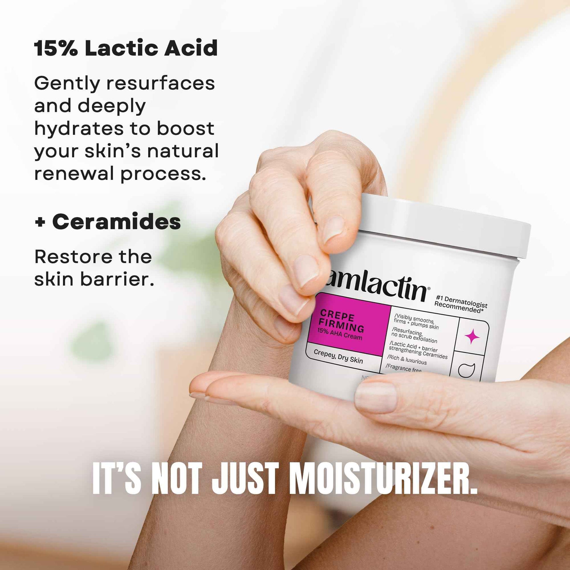 AmLactin Crepe Firming Cream - Therapeutic Skin Tightening Cream for Body – No-Scrub Exfoliator and Moisturizer with 15% Lactic Acid AHA, 12 oz (Packaging May Vary)