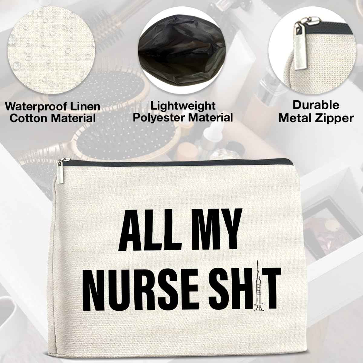UPNEGE Funny Nurse Makeup Bag Gifts for Women, RN Nurse Practitioner Nursing Assistant Gifts Cosmetic Bag Zipper Pouch