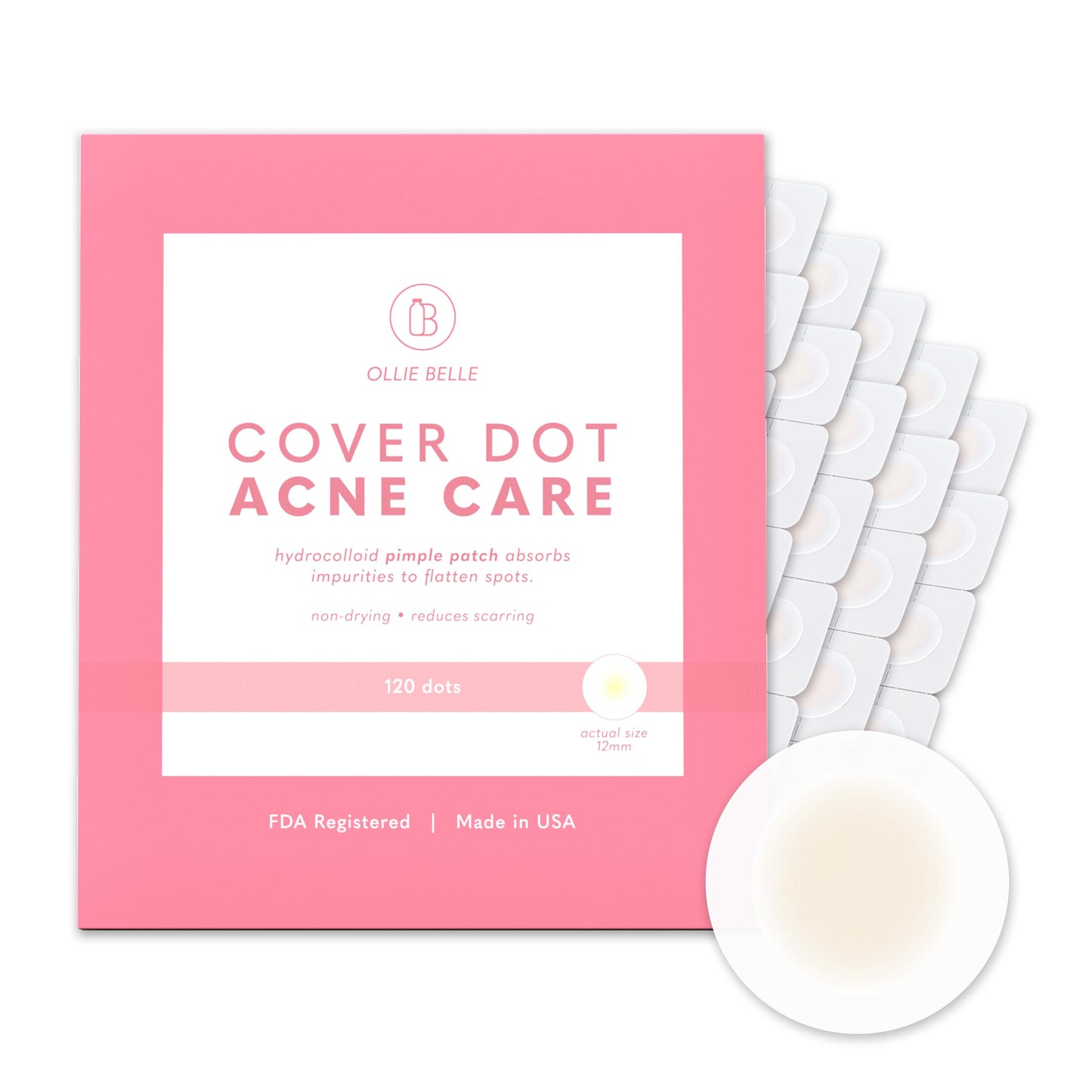 SMARTMED Ollie Belle Cover Dot Acne Care (120 dots) Acne Blemish Patch with Hydrocolloid | Oil and Pimple Absorbing Latex-Free