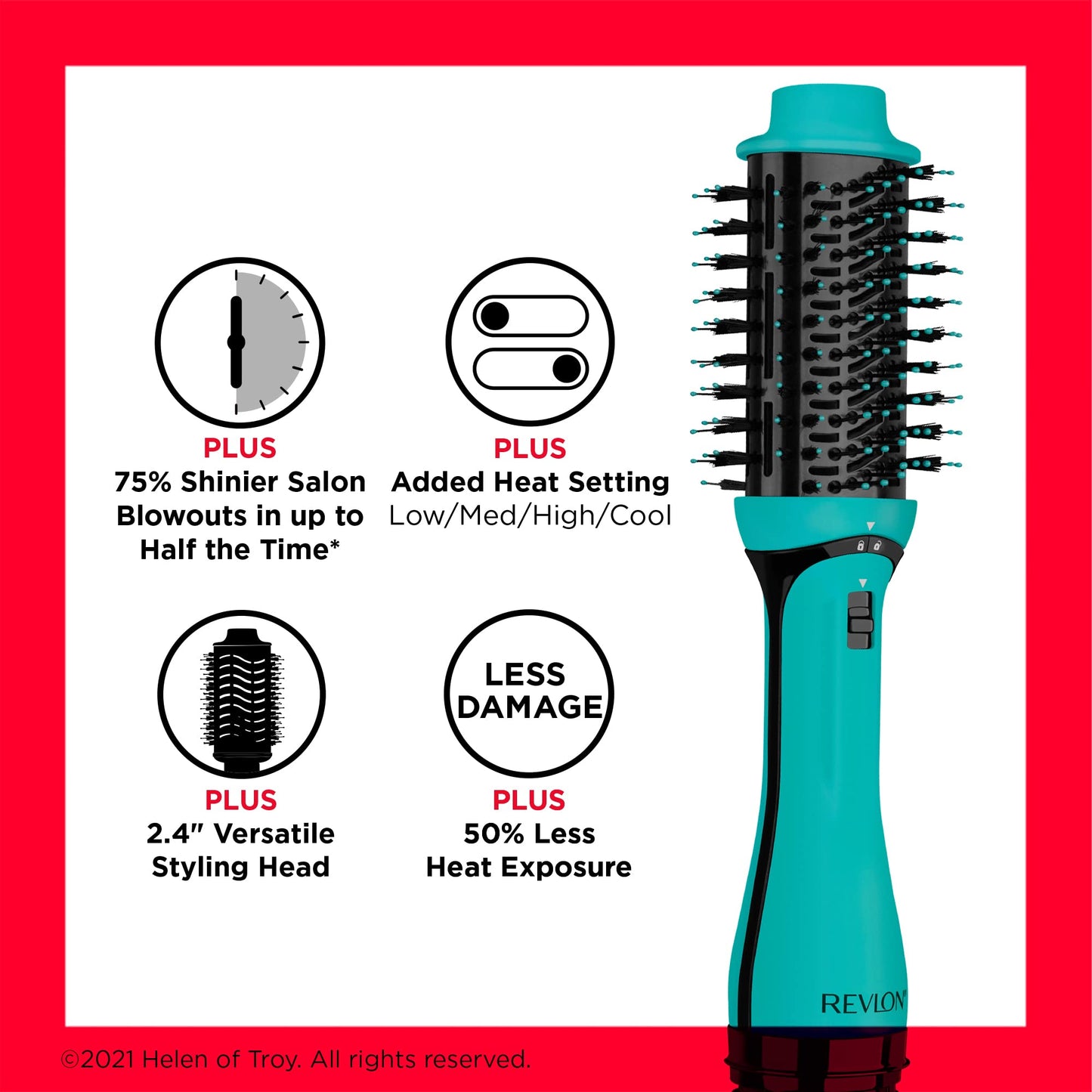 REVLON One Step Volumizer Plus Hair Dryer and Styler | More Volume, Less Damage, and More Styling Control for Easy and Fast Salon-Style Blowouts, Plus Travel Friendly (Teal)