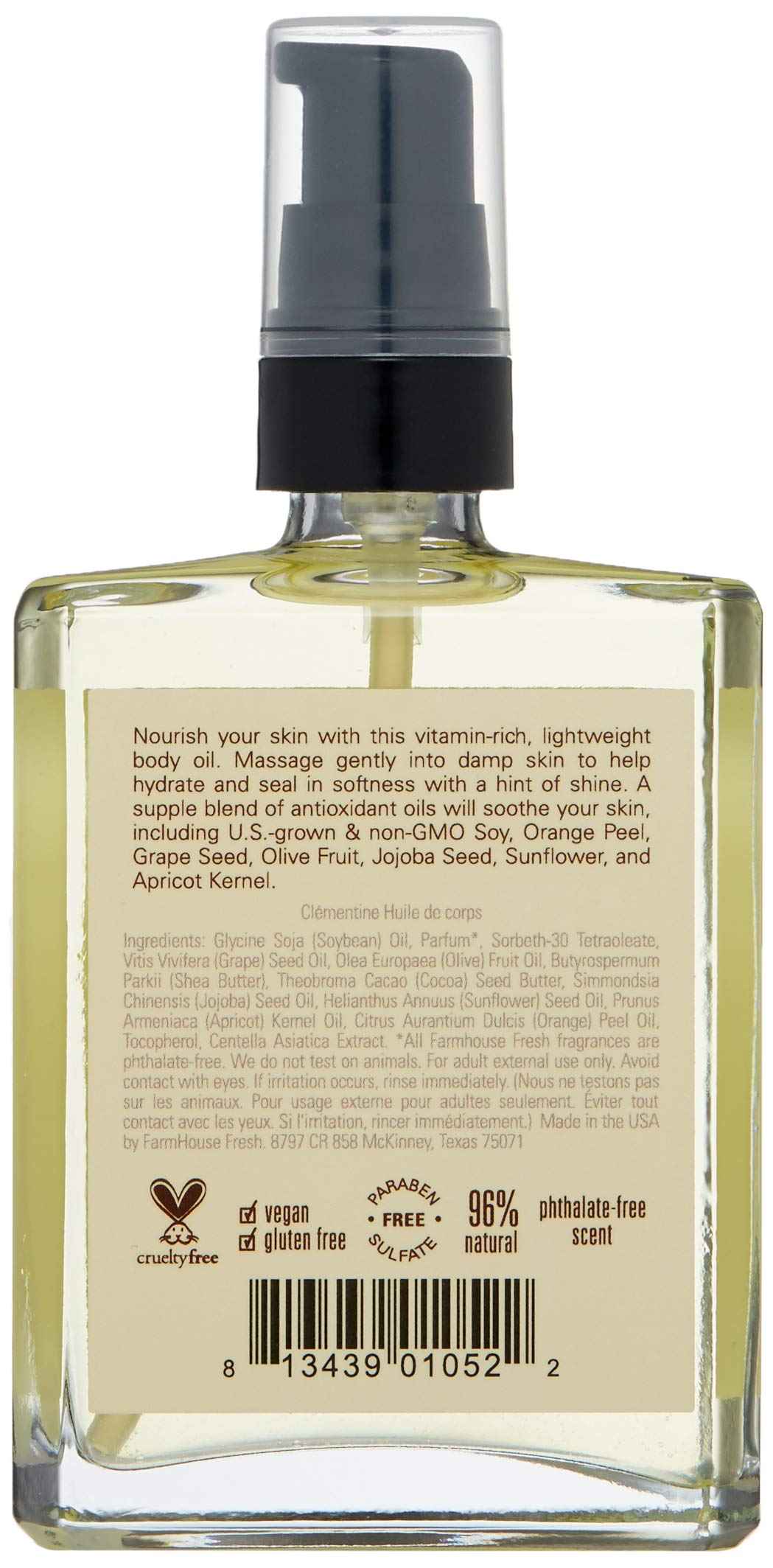 FarmHouse Fresh Clementine Body Oil, Orange, 4 Fl Oz (Pack of 1)