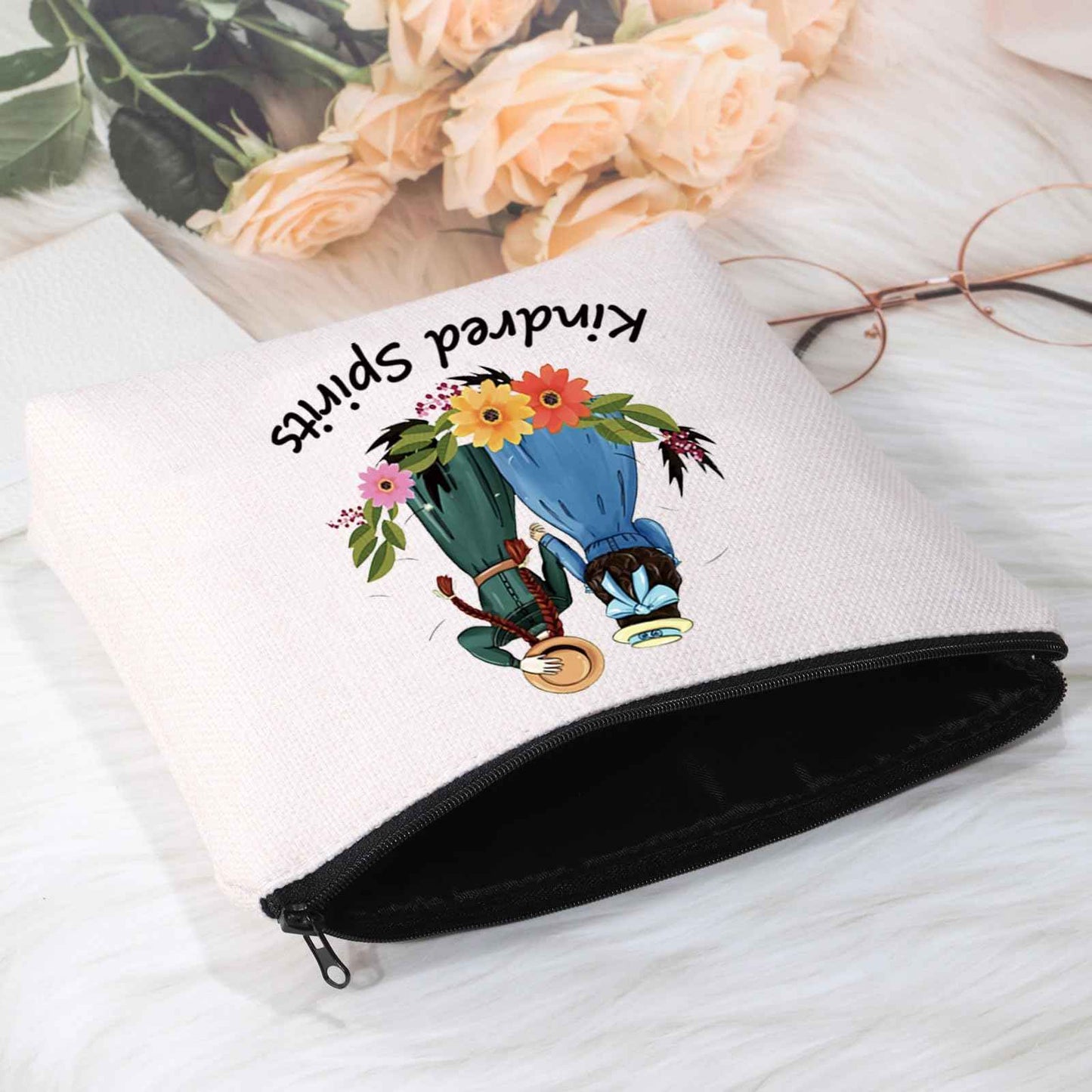 POFULL Kindred Spirits Cosmetic Bag Anne Green Gift Book Lover Gift Friendship Makeup Bag (Kindred Spirits)