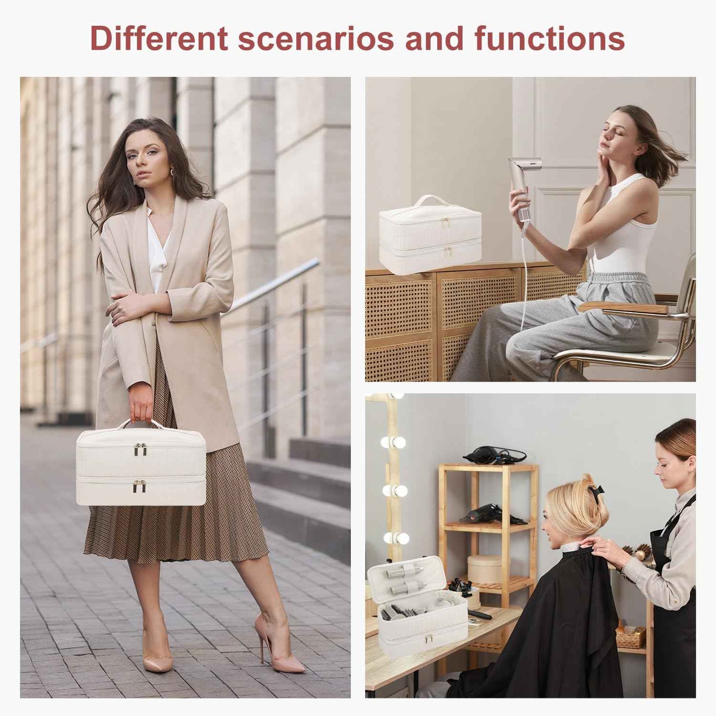 Boweike Travel Case Compatible with Dyson Airwrap id, Double-Layer Carrying Case Compatible with Dyson Airwrap Styler and Attachments, Portable Storage Bag for Shark Flexstyle/Flexfusion