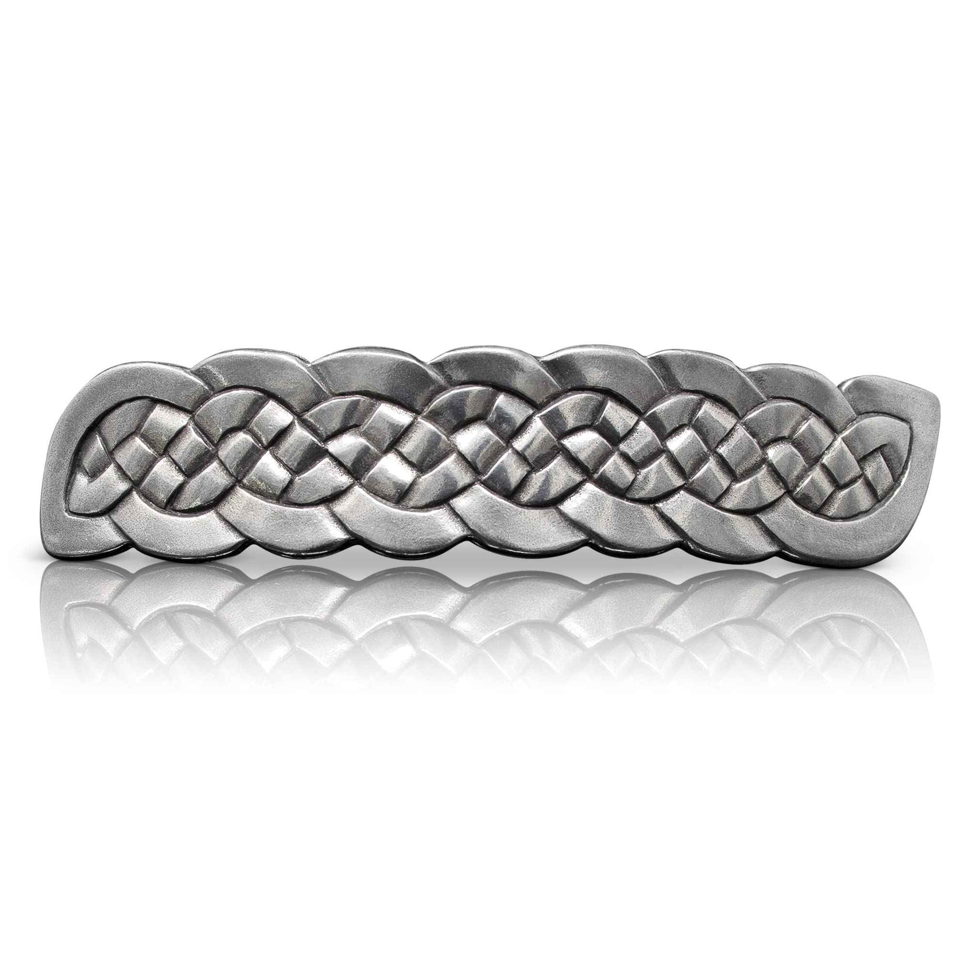 Danforth – Celtic Knot Barrette Large – Handcrafted Pewter Celtic Barrettes For Women – Large French Clip – Thick Hair Friendly – 3 ½” Long by ¾” High, Made In USA