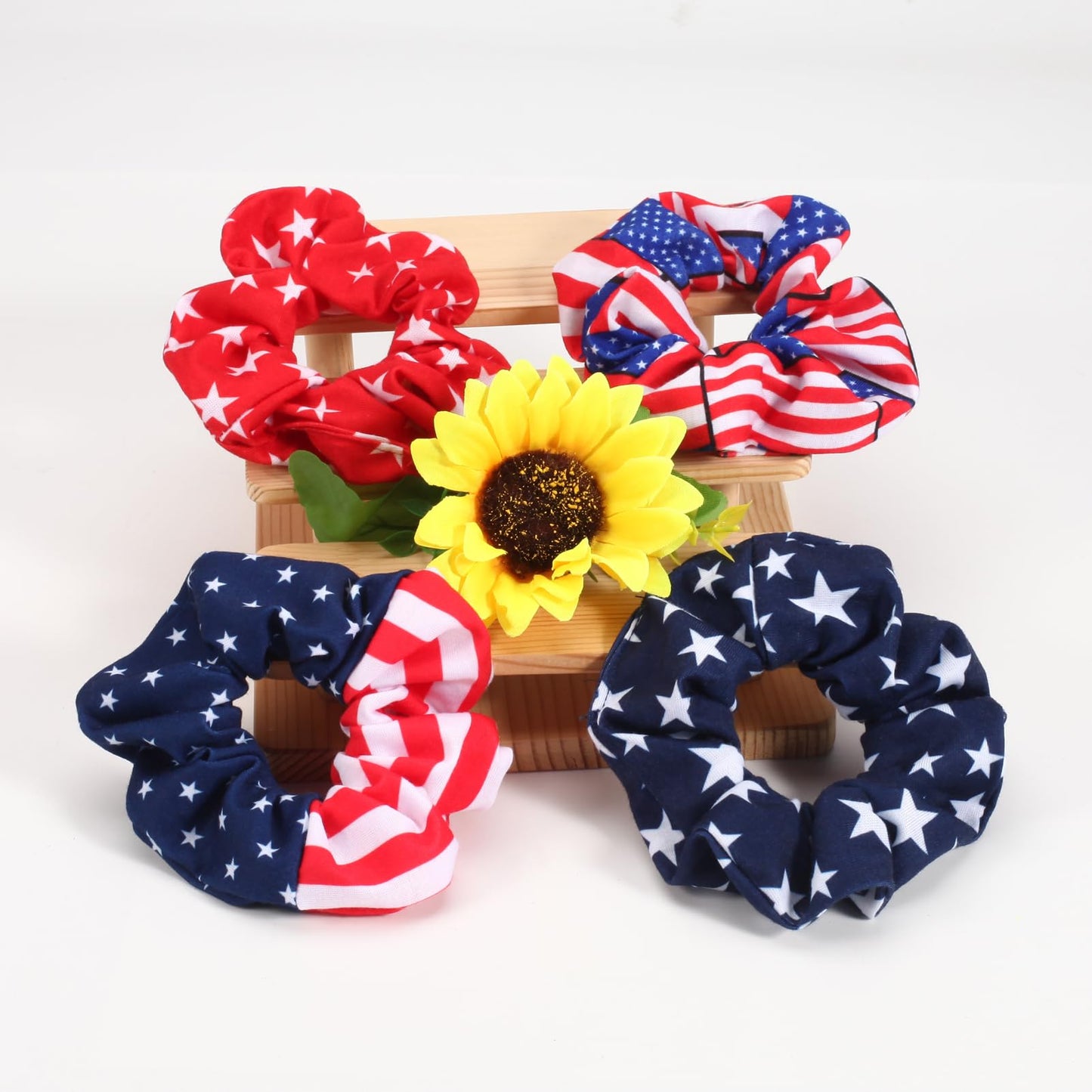 American Flag Elastic Hair Ties for Women Girls Kids Independence Day 4th of July Hair Scrunchies Red White Blue Star Patriotic USA Hair Tie Pony tails Hair Accessories