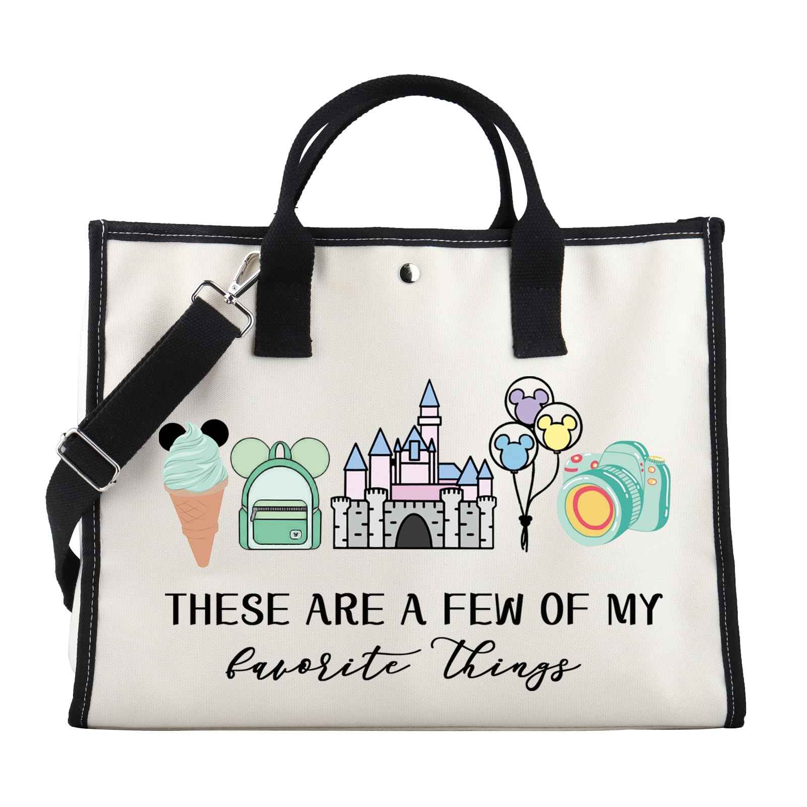 Vacation Trip Gift Fairytale Fans Tote Bag Mouse Family Trip Snacks Makeup Bag Magic Kingd*m Gift Mouse Ice Cream Handbag (F-things Mouse LT)