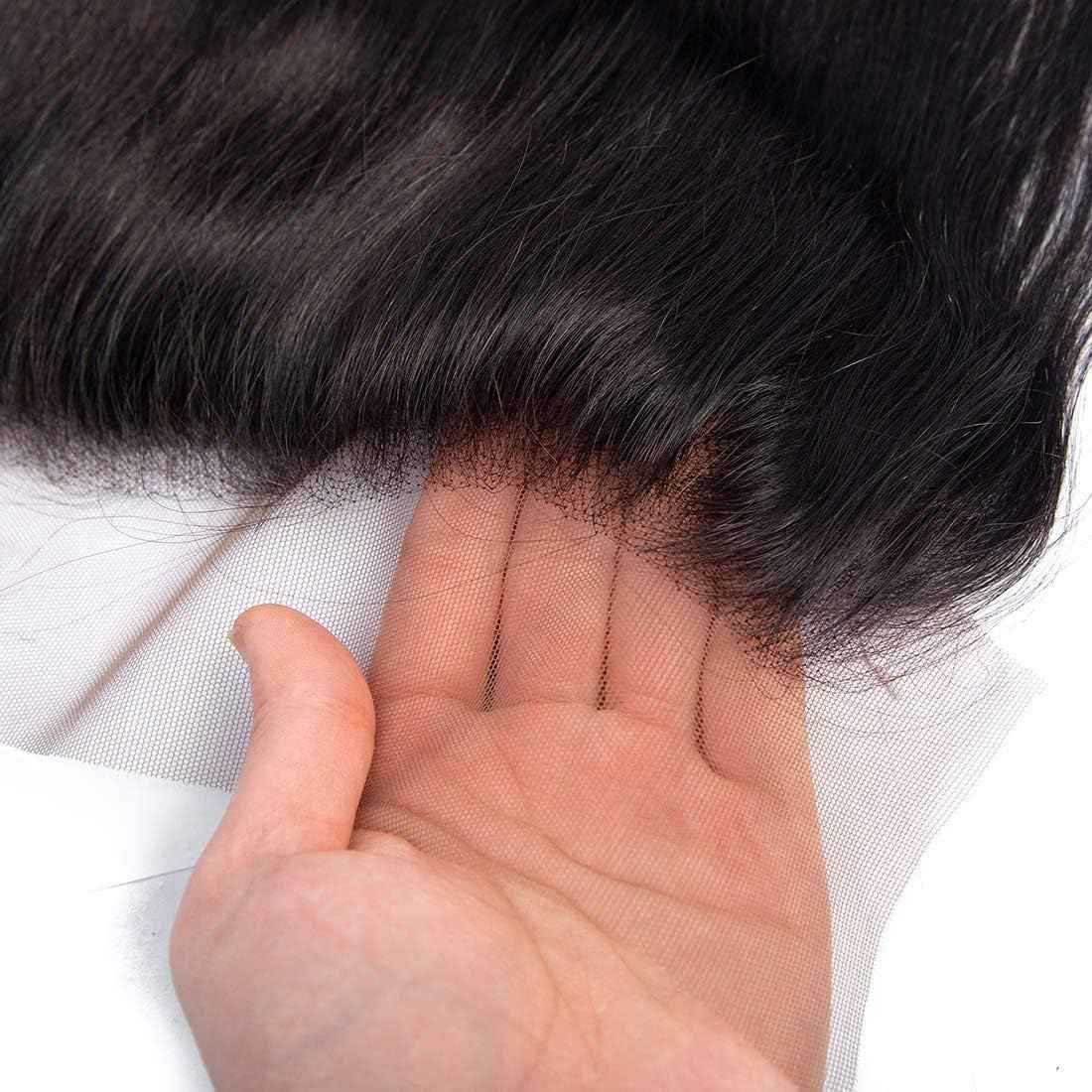 13x4 Lace Frontal Straight Closure Ear To Ear 22 inch HD Lace Closure 100% Remy Human Hair Closure Natural Black 180% Density (13x4 Straight, 22 Inch)