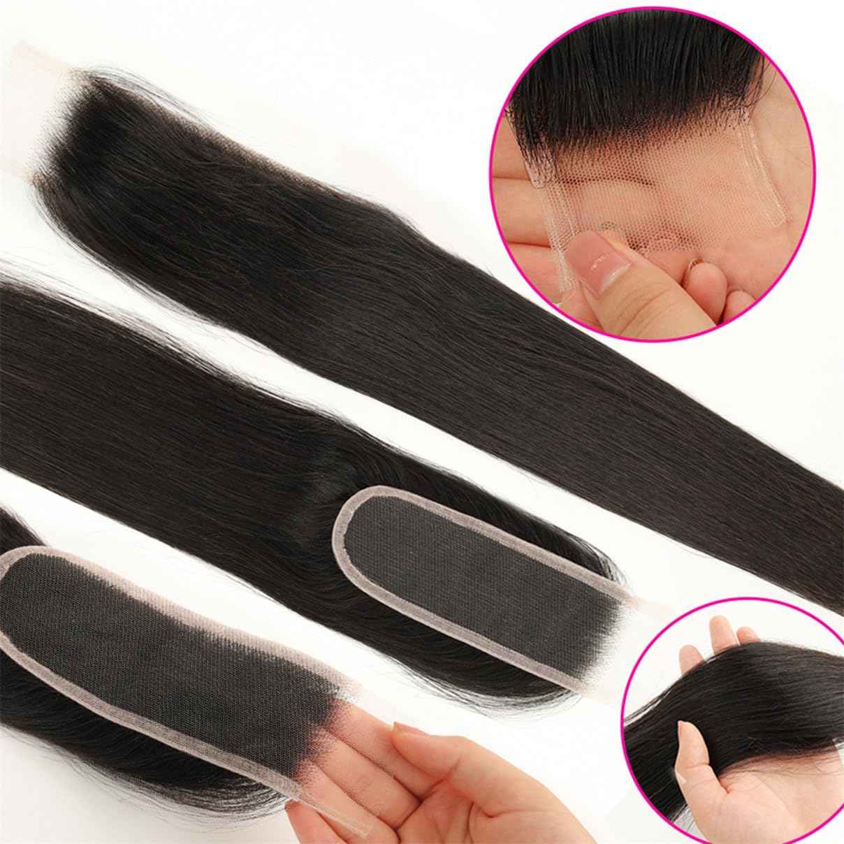 Brazilian Straight 2x6 Lace Closure 100% Unprocessed Human Virgin Hair Remy Pre-Plucked Hairline Natural Color Closure With Baby Hair (2x6 straight closure, 18inch)