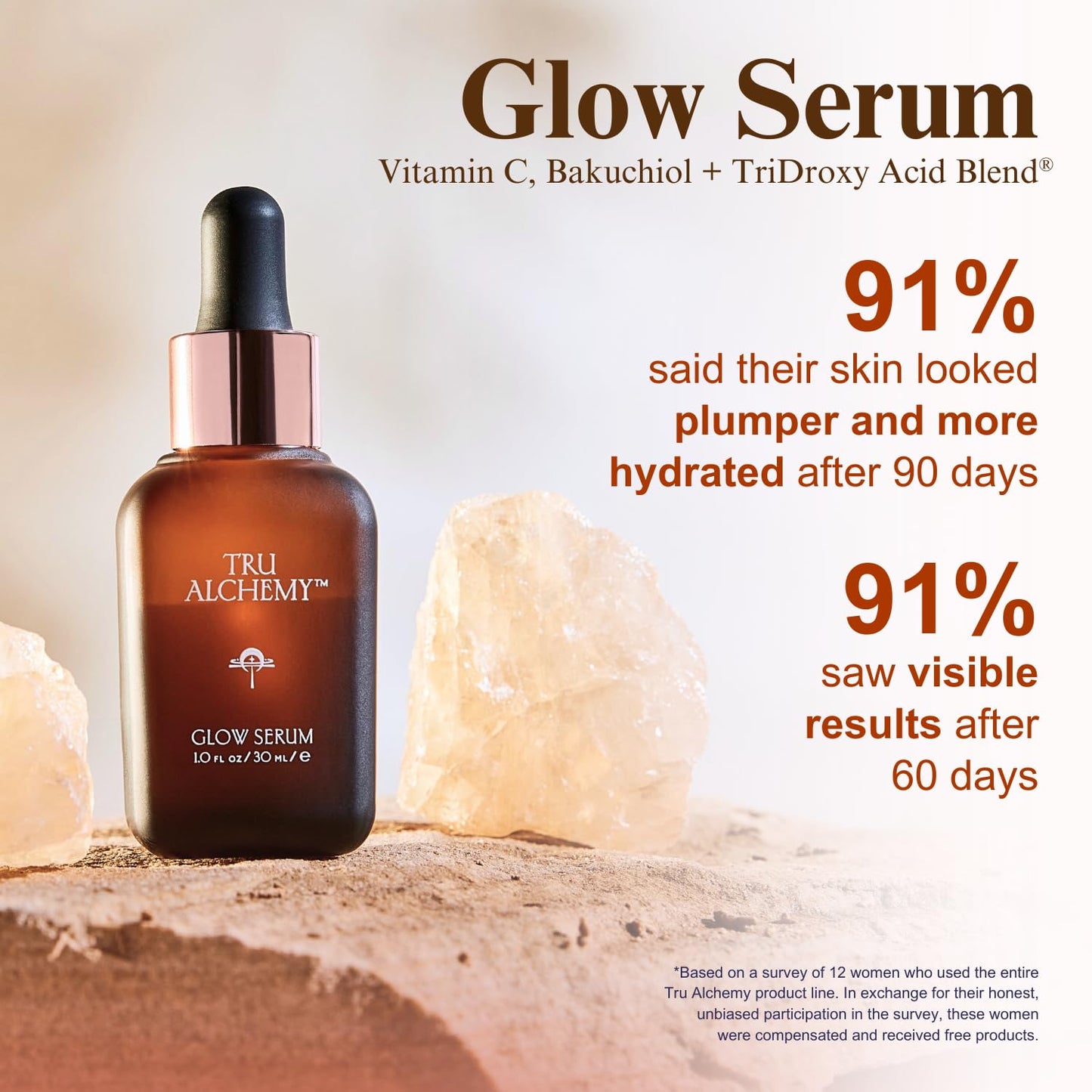 Tru Alchemy Vitamin C Glow Serum | Facial Serum with Bakuchiol, Glycolic & Lactic Acid | Skin Illuminating Serum | Anti-aging Vitamin C Face Serum | Hydrating Face Wrinkle Serum | 1 fl oz/30 ml