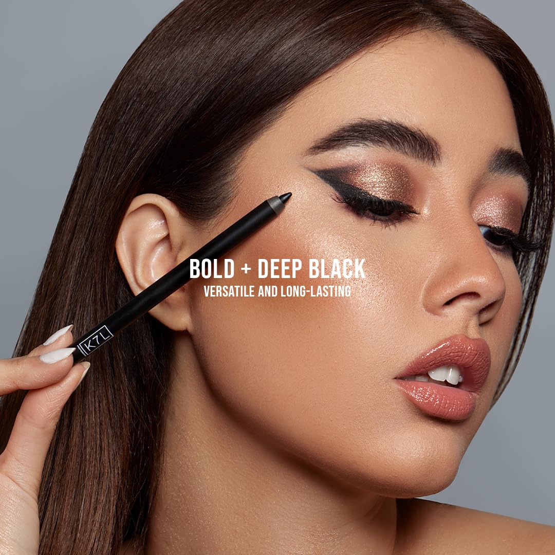 K7L Black Eyeliner - Deep Black + Versatile Eyeliner that is Waterproof, Smudge-Proof, and Precise