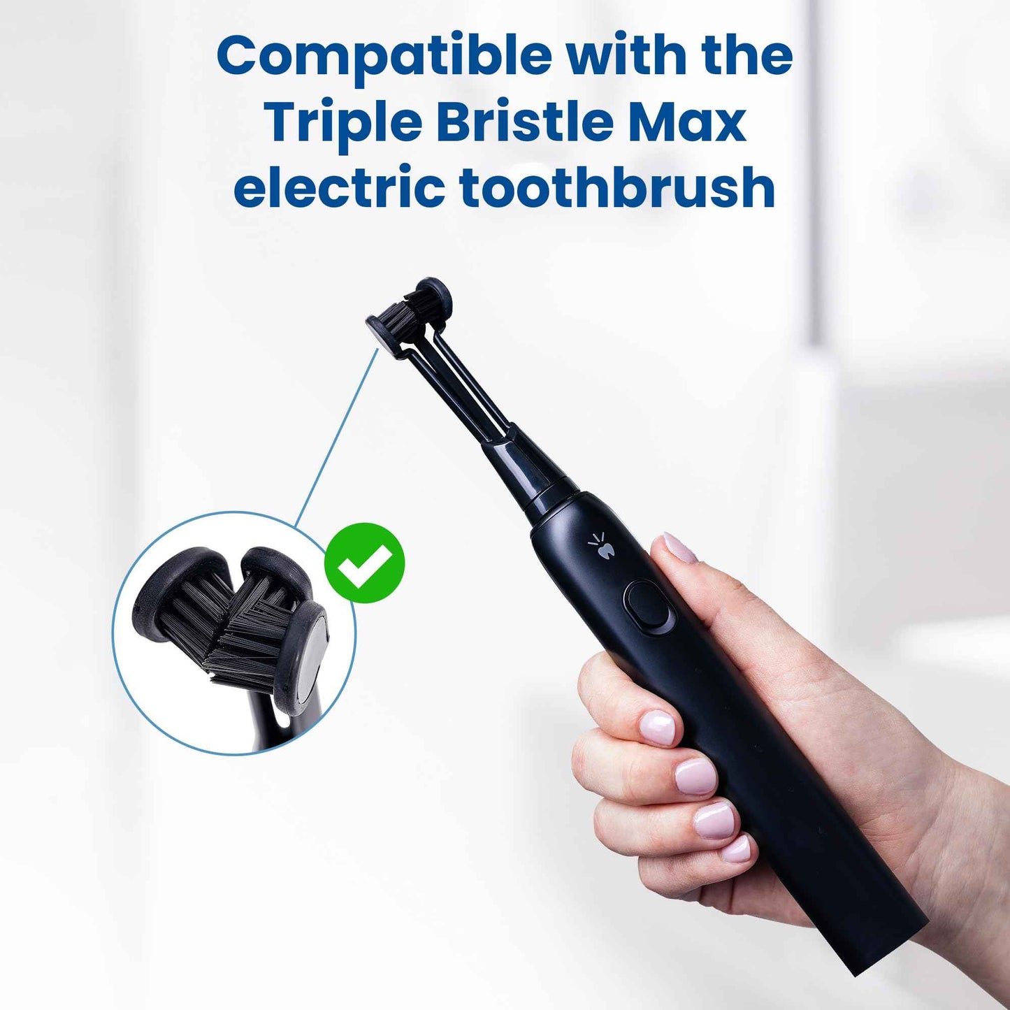 Compatible With The Triple Bristle Max Only | Triple Bristle Max Replacement Brush Head Refills | Charcoal Infused | Innovative 3 Head Design | Compatible with Triple Bristle Max Only | 2 Pack (Black)