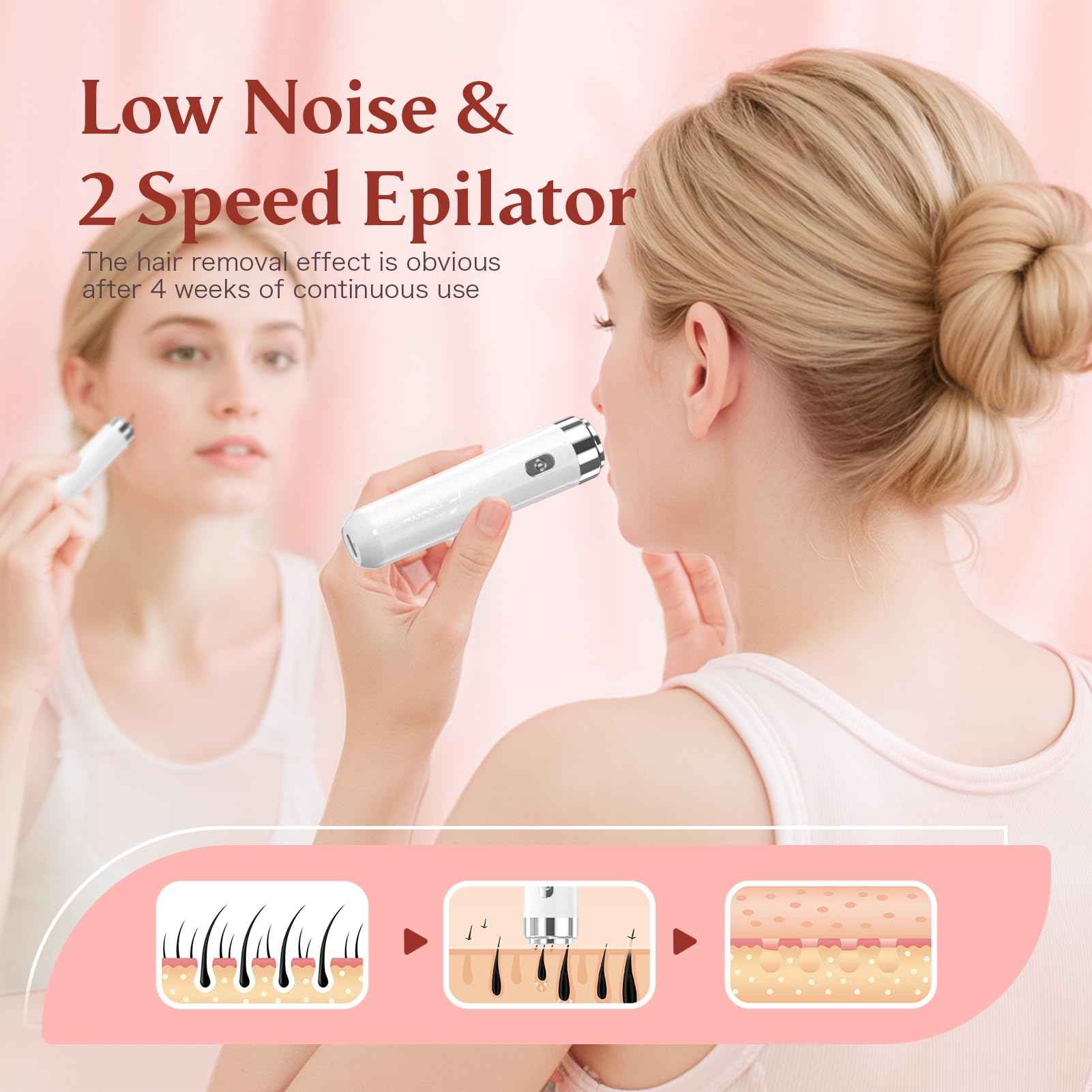 Epilator,2 in 1Epilator for Women Rechargeable,Womens Electric Shaver with LED Light,Rechargeable,Hair Removal for Women Legs/Face/Bikini/Arms,Smooth Epilator Trimmer Travel Kit Set Upgrade