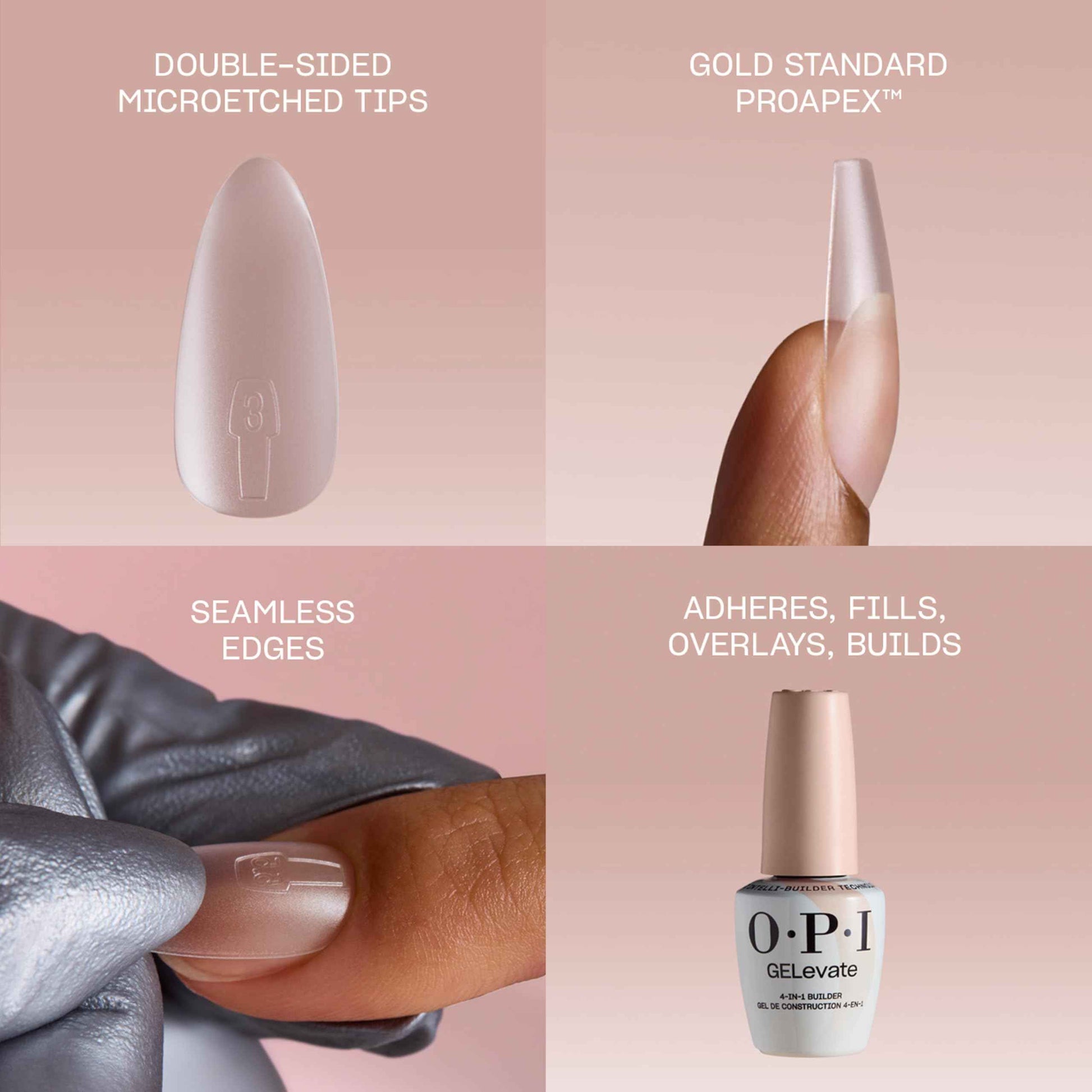 OPI GELevate Soft Gel, Nail Tips | Almond Shape Extensions | Flexible & Natural Fit | 1 Box with 16 Sizes