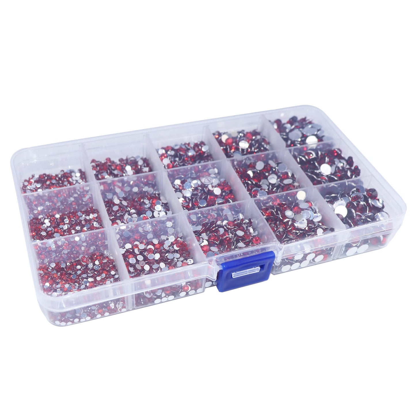 FULZTEY 7500PCS Nail Rhinestones 3D Rhinestones for Crafts Clothes Accessories Red Round Gems Crystal Rhinestones Mixed Size Flatback Rhinestones Bulk for DIY Shoes Gift Cup Decoration