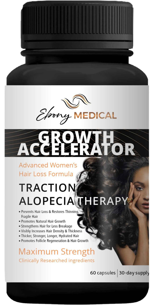 Ebony Medical Hair Regrowth Supplement for Women – Traction Alopecia & Thinning Hair Support – Follicle Repair, Stronger Hair Growth & Density – Keratin Boost, Natural Hair Vitamins – 30-Day Supply