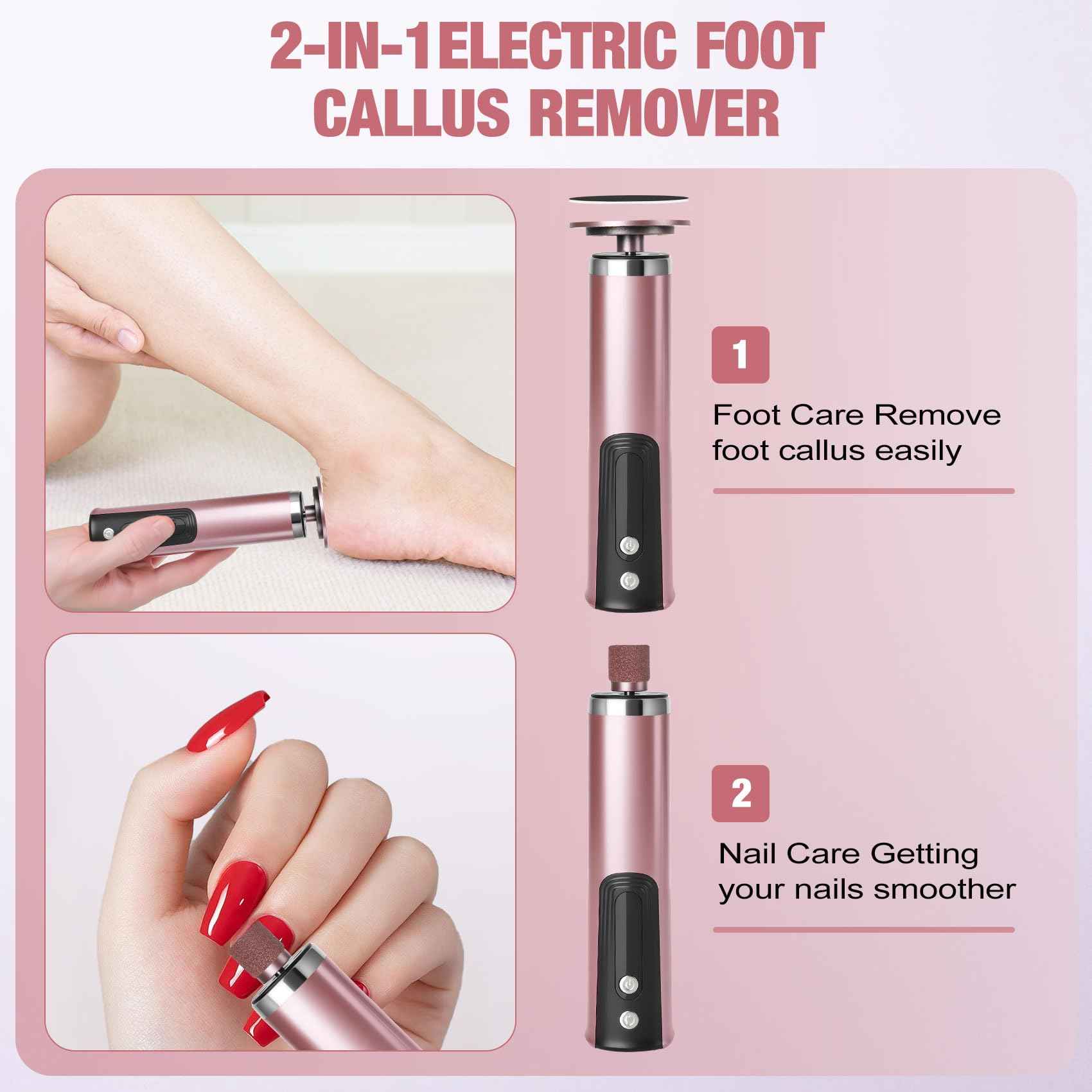 Callus Remover for feet, Electric Foot Callus Remover, Foot File with 6 Adjustable Speed, Foot Scrubber Scraper with 2 Grinding Heads & Sandpaper Discs, Pedicure Tools for feet with Digital Display