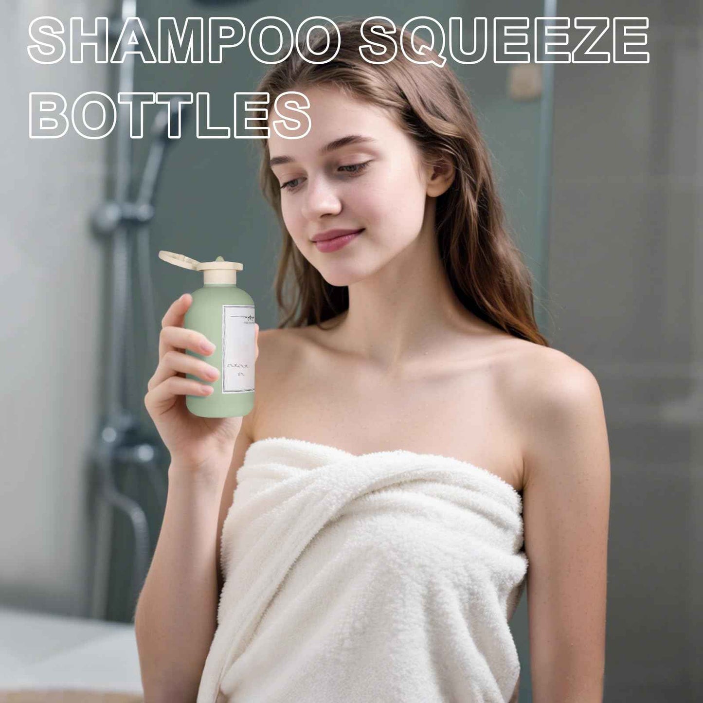 ASEVAT 6.7oz Plastic Refillable Travel Shampoo Bottles, 4 Pack, Leak Proof, Reusable, Orange/Pink/Green/Blue, Travel Size, Shampoo and Conditioner Dispenser