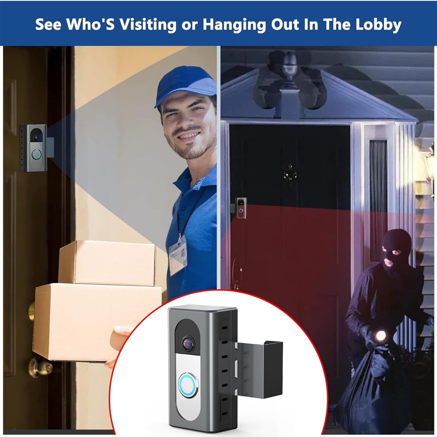 KIMILAR Anti-Theft Video Doorbell Mount Compatible with Most Wireless Video Doorbell, Adjustable Mounting Bracket Accessories for Houses, Apartments, Businesses