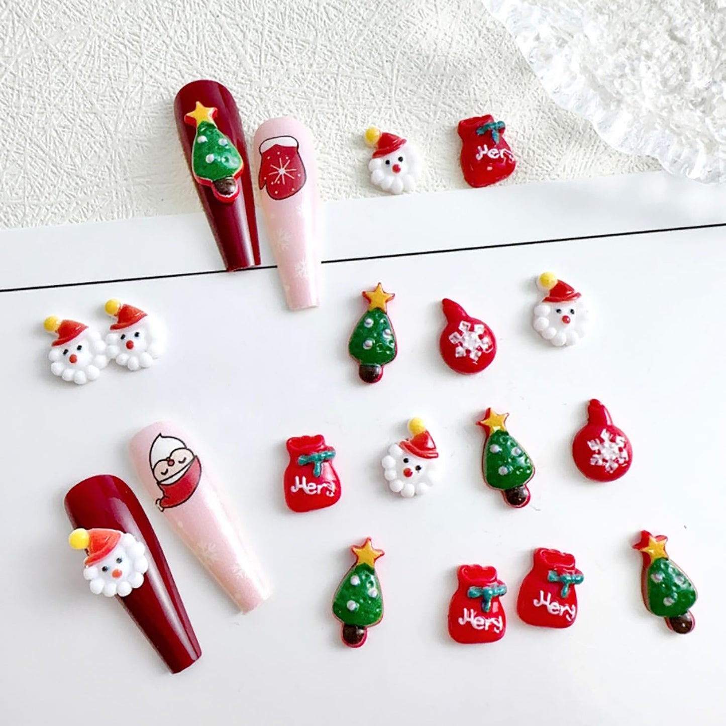 WOKOTO 100pcs 3D Christmas Nail Charms Resin Nail Art Christmas Charms Rhinestones Christmas Tree Santa Clause Nail Art Charms for Christmas Acrylic Nails Jewelry Accessories Women Nail Gems