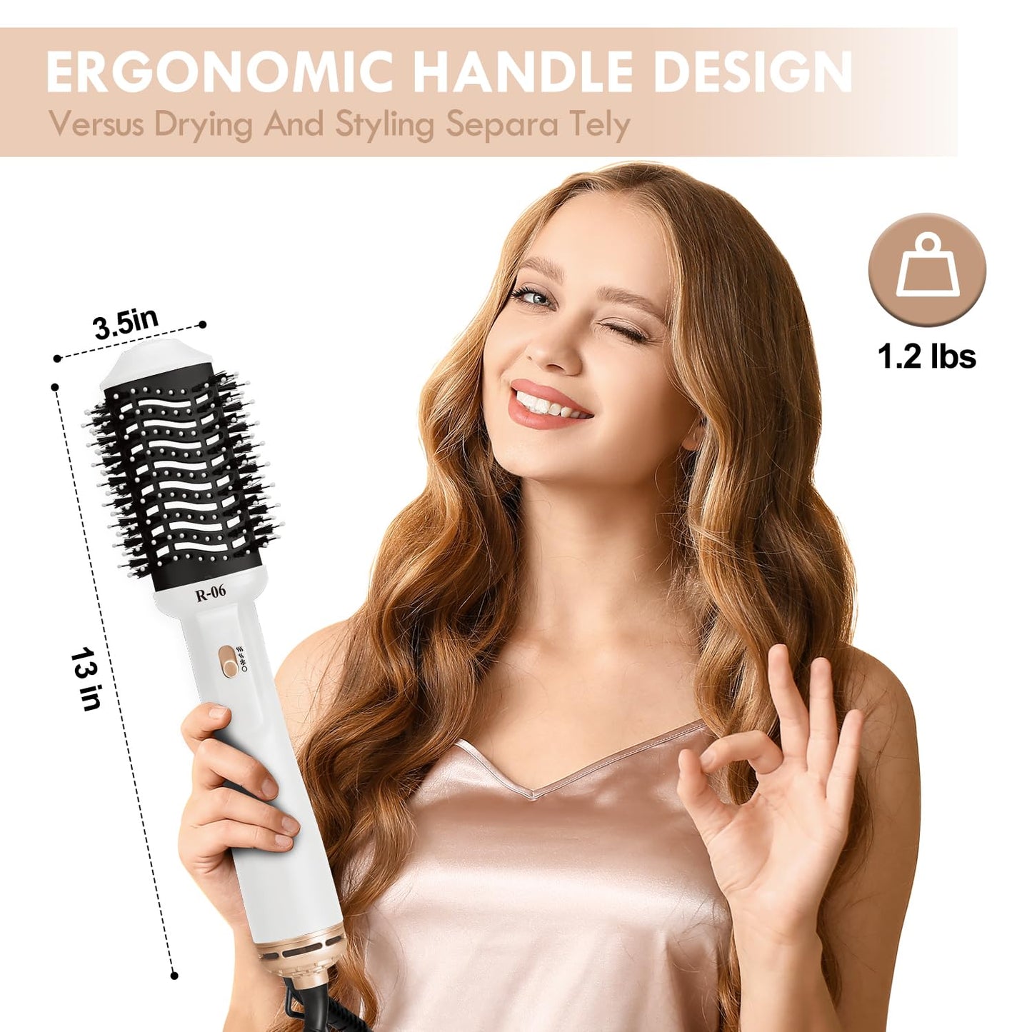 Lopeie Hair Dryer Brush Blow Dryer Brush in One, 4 in 1 Hair Dryer and Styler Volumizer with Oval Barrel, Professional Salon Hot Air Brush for All Hair Types, Bright White