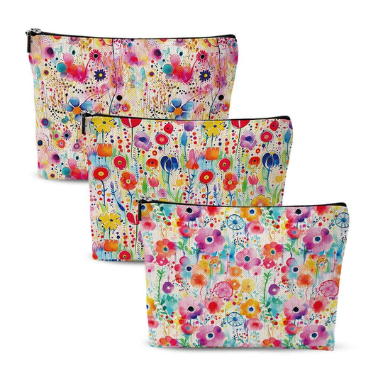 Chenyoumaoyi Cosmetic Bags for Women, Makeup Bag, Cute Flower Travel Toiletry Bag, Foral Makeup Bags Set, Nurse Mothers Day Birthday Graduation Friendship Gifts for Women Girls Mom Bestie Grandma