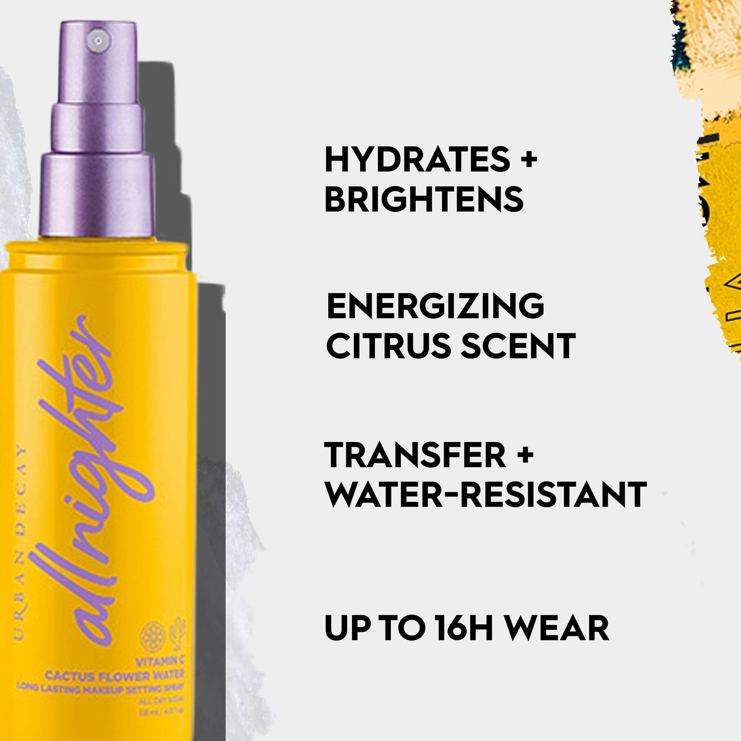 Urban Decay All Nighter Vitamin C Hydrating Makeup Setting Spray for Face (Travel Size), Transfer-Resistant, Waterproof, 16 HR Wear, Vitamin C & Cactus Flower Water, Illuminated Finish - 4 fl oz