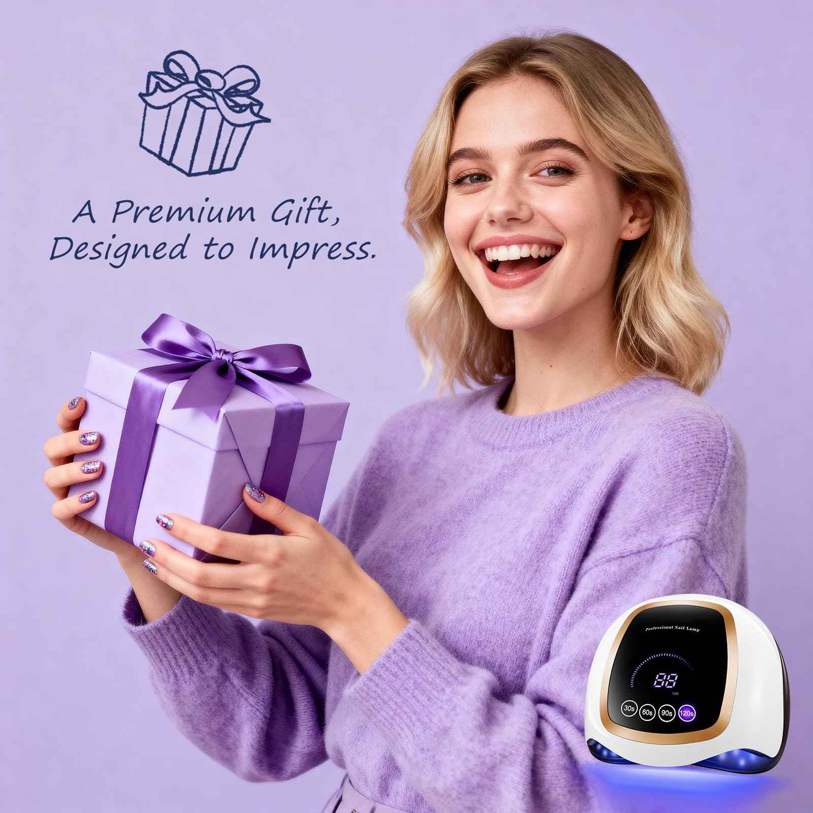 UV LED Nail Lamp, Gugusure Upgrade 180W Nail Dryer for Gel Polish with LCD Display, Auto Sensor and 4 Timer Settings, Professional Curing Lamp Light with 42 Beads for Salon and Home