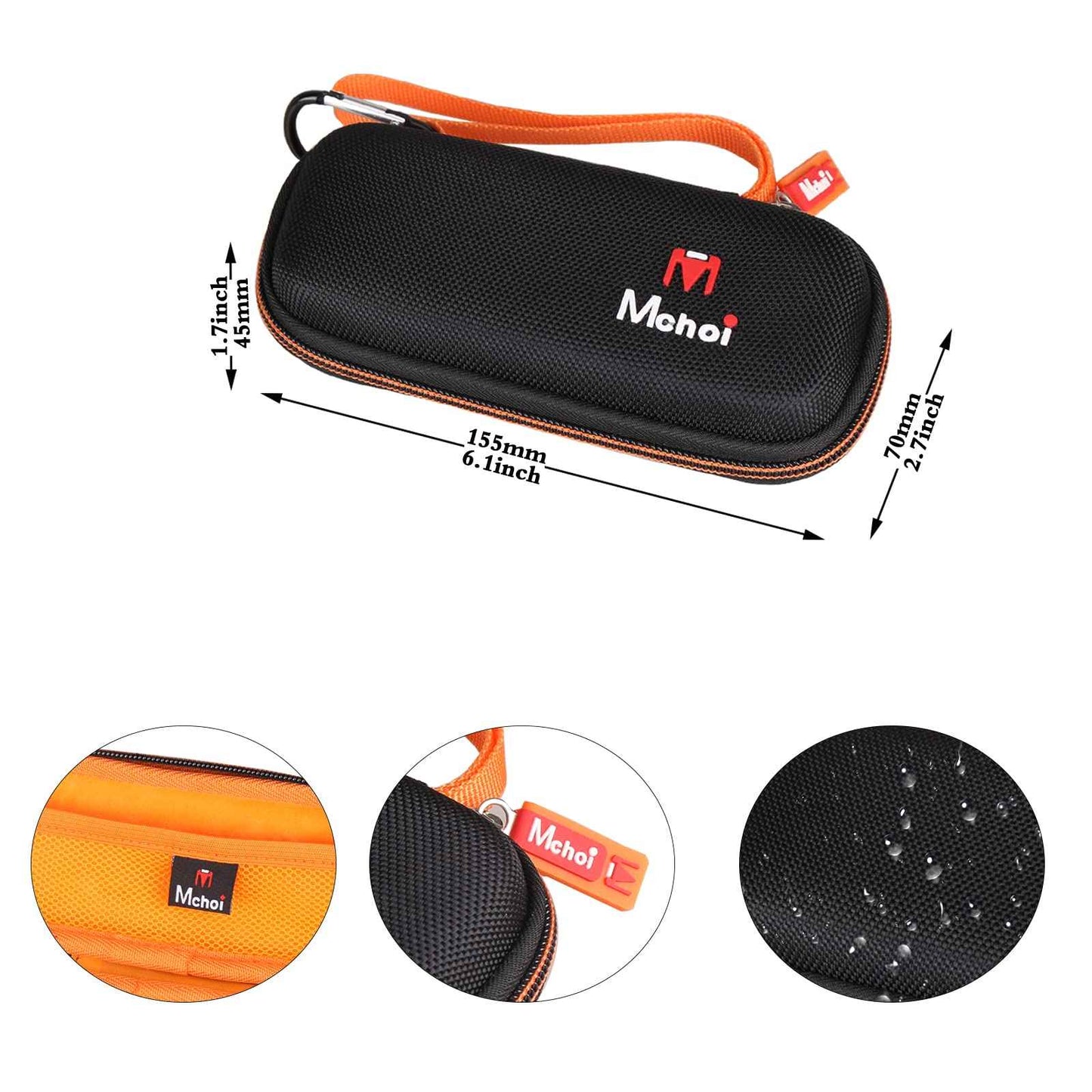 Mchoi Hard Carrying Case Fits for Gillette Fusion5 Men’s Razor & Proglide Shield Men's Razor, Case Only (Black, Orange)
