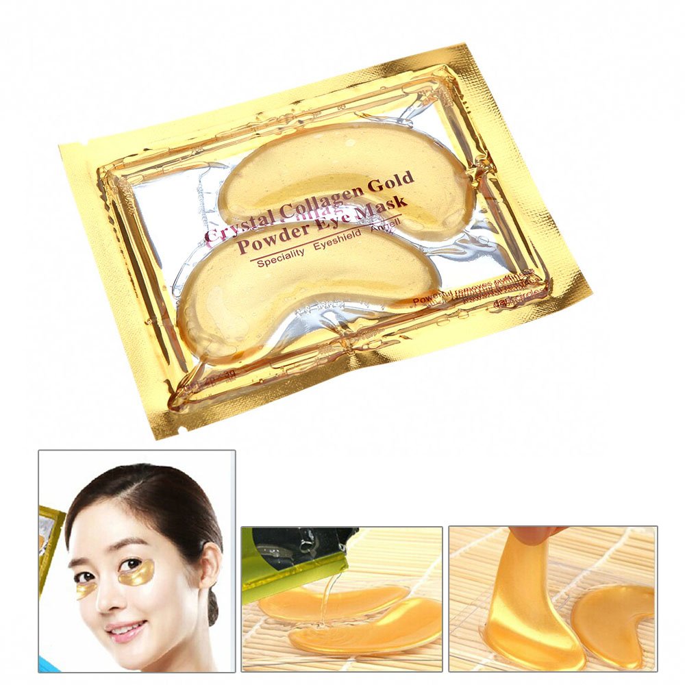 AICHUN BEAUTY 100 Pairs Crystal 24K Gold Powder Gel Collagen Eyes Masks Sheet Patch Anti Ageing Remove Bags Dark Circles & Puffiness Skin Care Anti Wrinkle Moisturising Hydrating