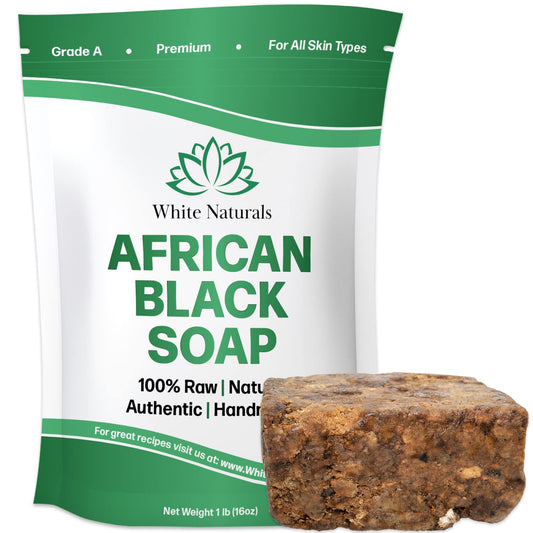 Raw African Black Soap 1lb Bar, for Dry Skin and Skin Conditions, Pure & Natural Ingredients, Imported From Ghana