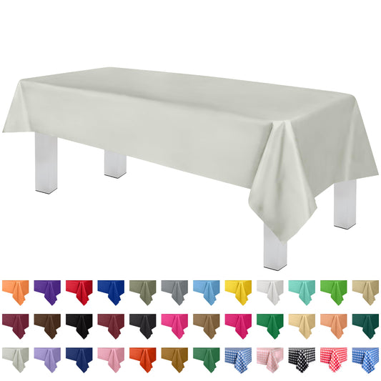 Grandipity Light Grey 12 Pack Premium Disposable Plastic Tablecloth 54 Inch. x 108 Inch. Decorative Rectangle Table Cover