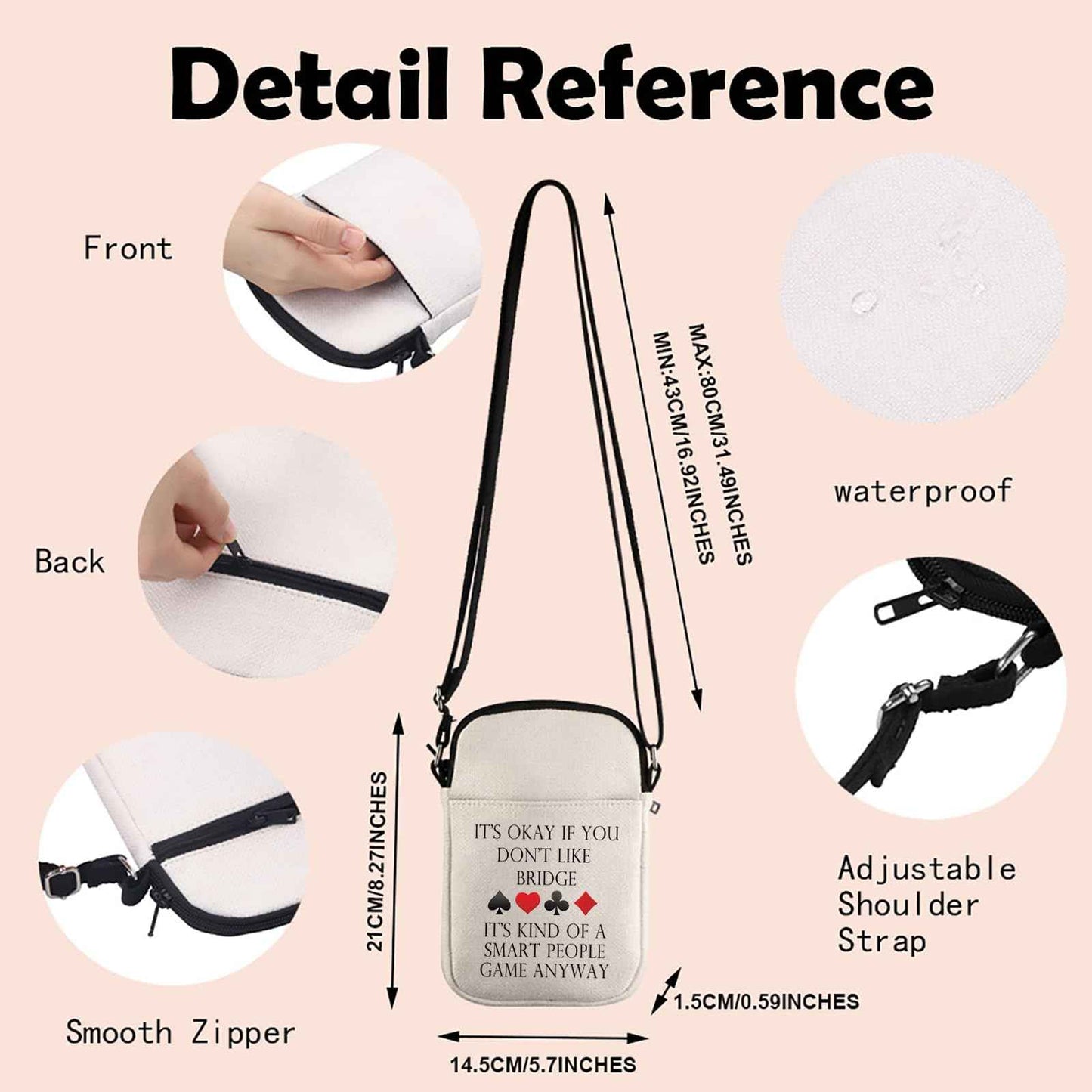 Bridge Canvas Tote Bag Bridge Lover Gift Bridge Player Bag Bridge Card Game Gift Bridge Themed Gift (Bridge Crossbody)