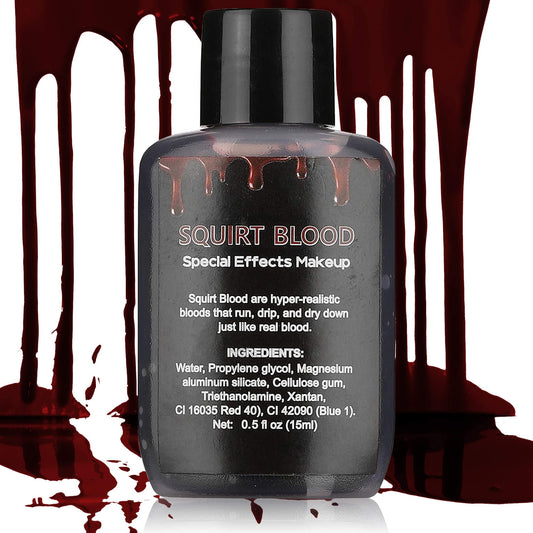 DELISOUL Fake Blood 0.5 Fl Oz(15ml),Ultra-Realistic Scary Squirt Blood,Halloween Cosplays Special Effect Wound FX Blood for Theater,Costume Maleup,Zombie,Vampire and Monster SFX Makeup,Dark