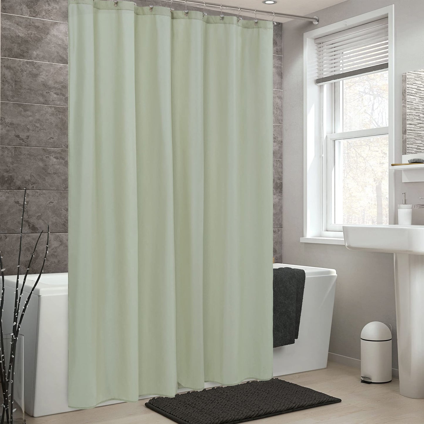 ALYVIA SPRING Sage Green Fabric Shower Curtain Liner Waterproof - Soft & Light-Weight Cloth Shower Liner with 3 Magnets, Hotel Quality & Machine Washable - Standard Size 72x72, Desert Sage