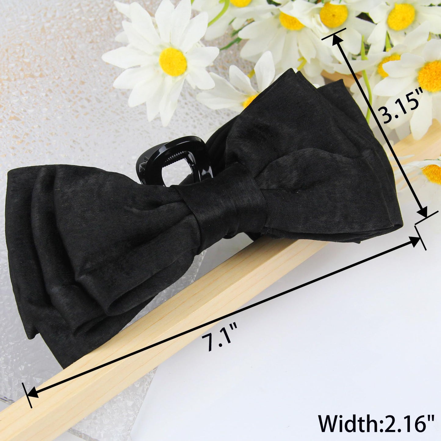 Metal Claw Clips for Women, Girls, EI Sonador Large Hair Barrettes Thick Hair Holder Pins Big Strong Long Hair Accessories Jaw (ZJ037-Large Bowknot Black)