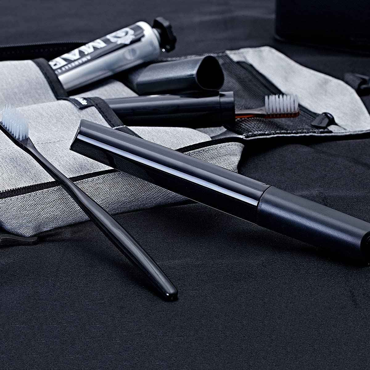 Portable Travel Toothbrush Case, Plastic Container Toothbrush Holder Brushes Box Breathable Design with Air Hole More Toothbrush Tube Container for Home Daily Business Use (2 Black)