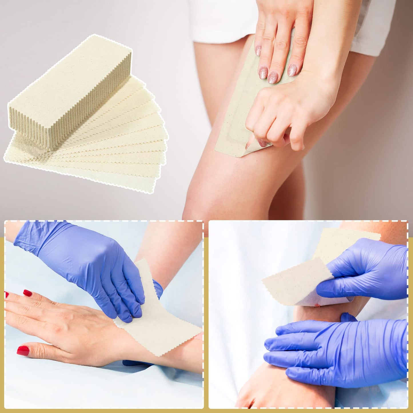 300 Pcs Natural Muslin Epilating Face Wax Strips Hair Removal Eyebrow Precut Waxing Strips Body Facial Cotton Wax Cloth Strip for Women Men (8 x 2.8 Inch)